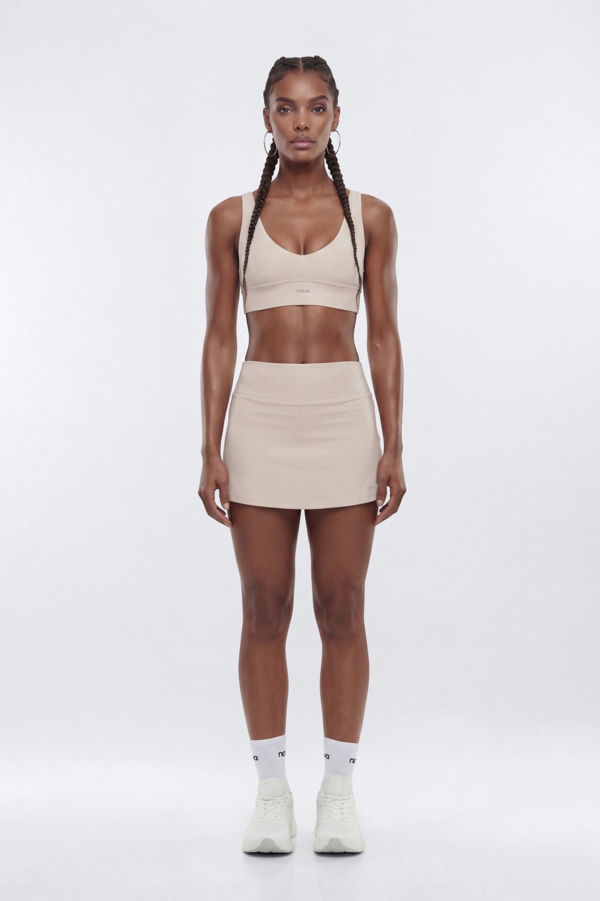 AirSculpt™ V Neck Sports Bra - Oat Milk Fashion Nova