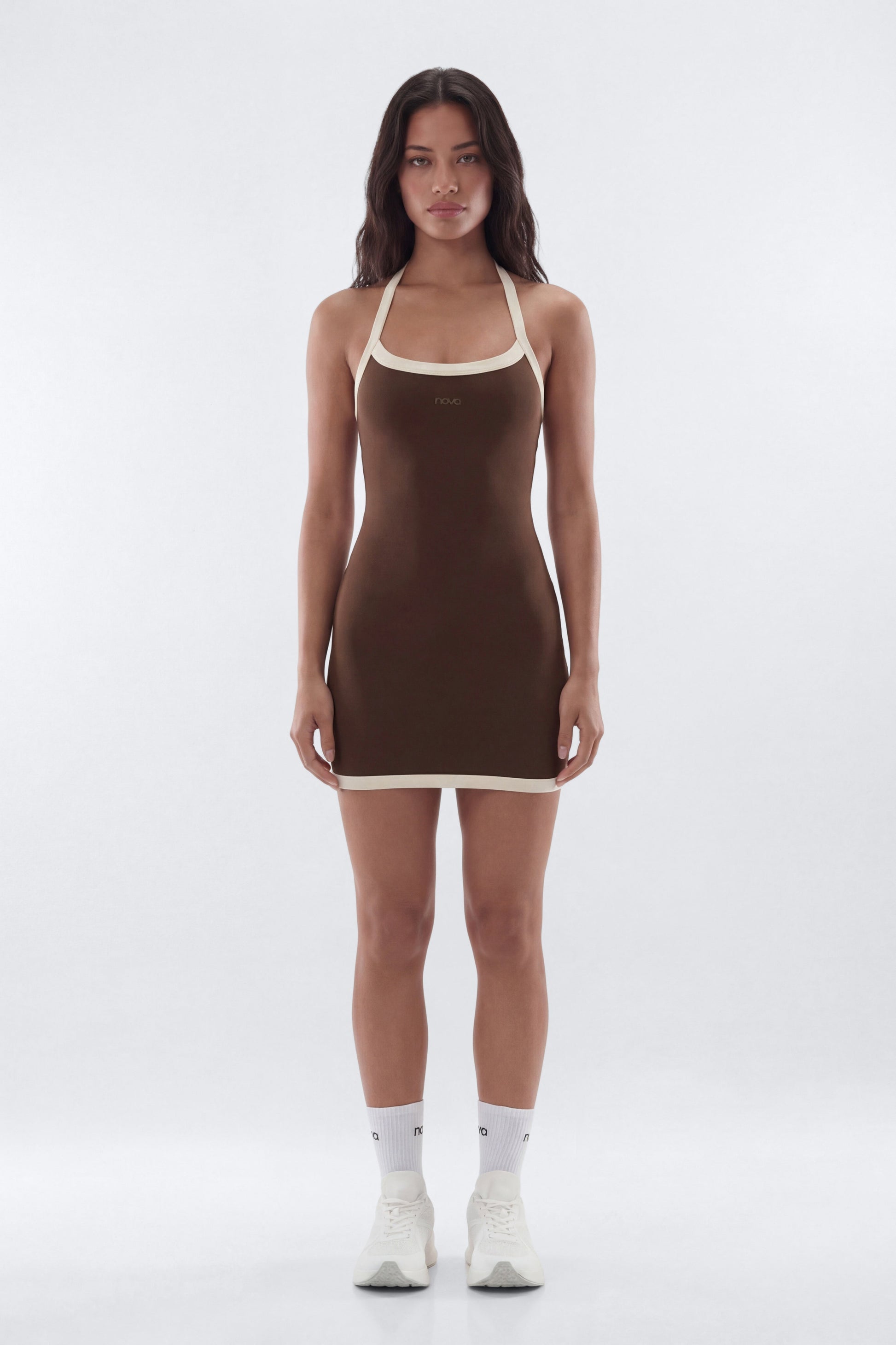 CloudForm™ Halter 2-in-1 Sports Dress - Brown Fashion Nova