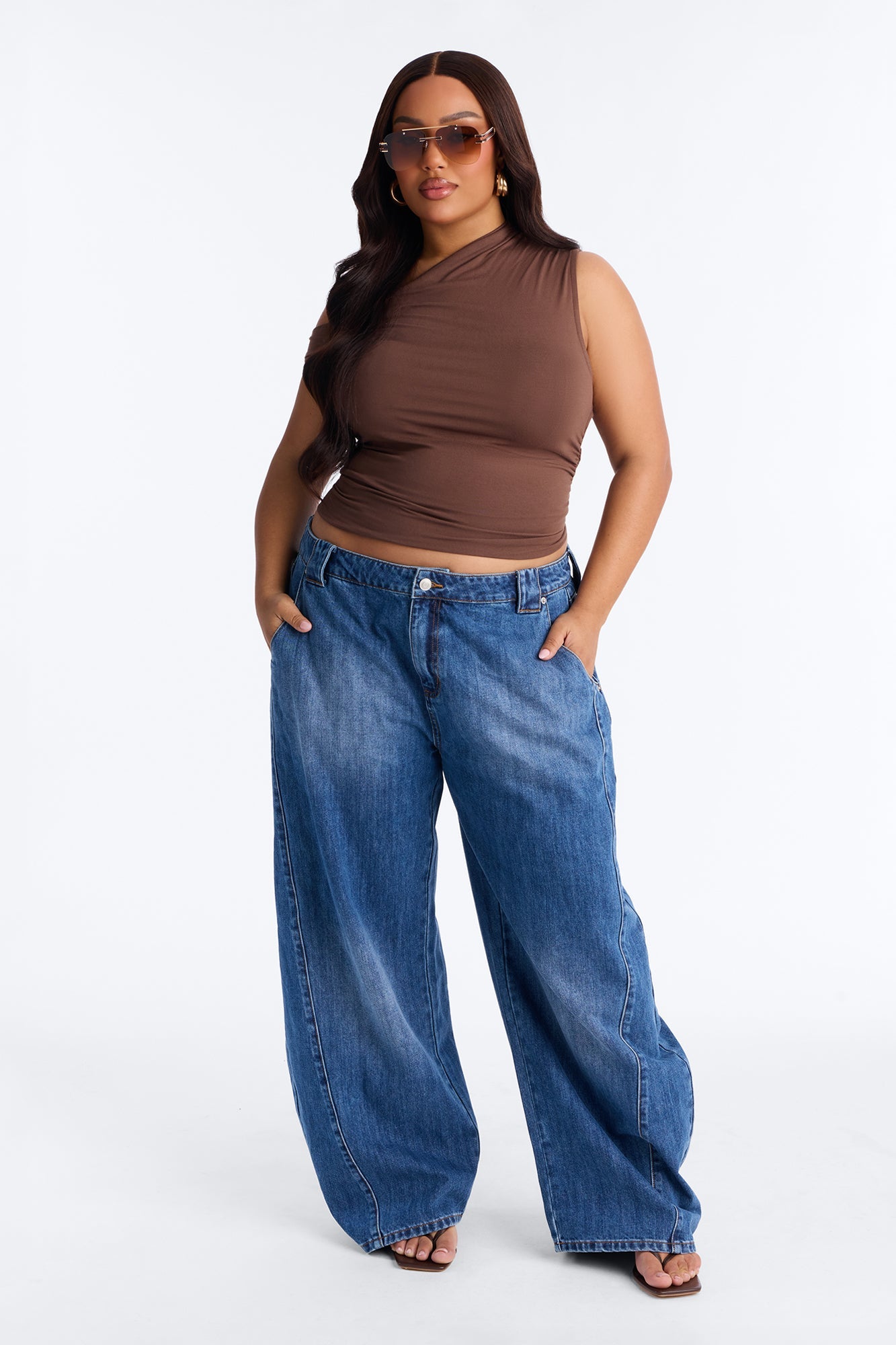 Torrance Loose Fit Stretch Barrel Jeans - Dark Wash
