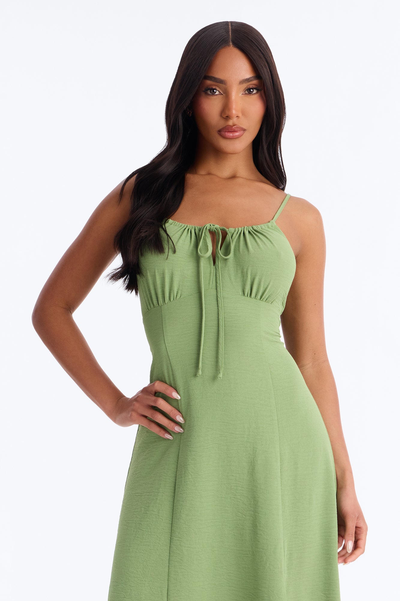 Lysandra Sleeveless Airflow Maxi Dress - Olive