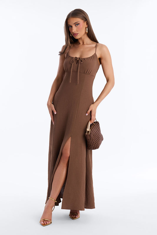 Lysandra Sleeveless Airflow Maxi Dress - Brown