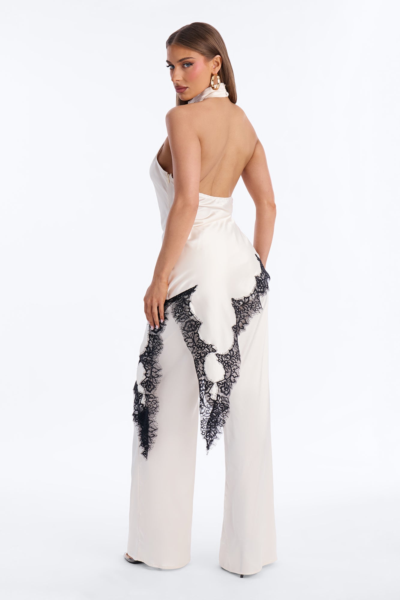 Angela Satin Lace Trim Pant Set - Cream Fashion Nova