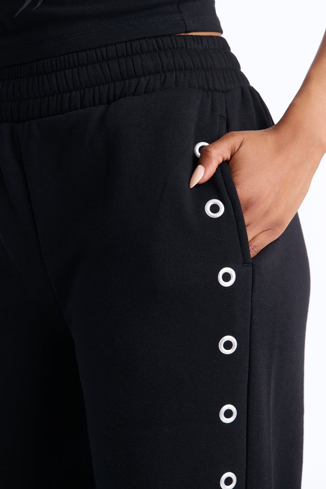 Von Dutch Rocker Wide Leg Grommet Pant - Black