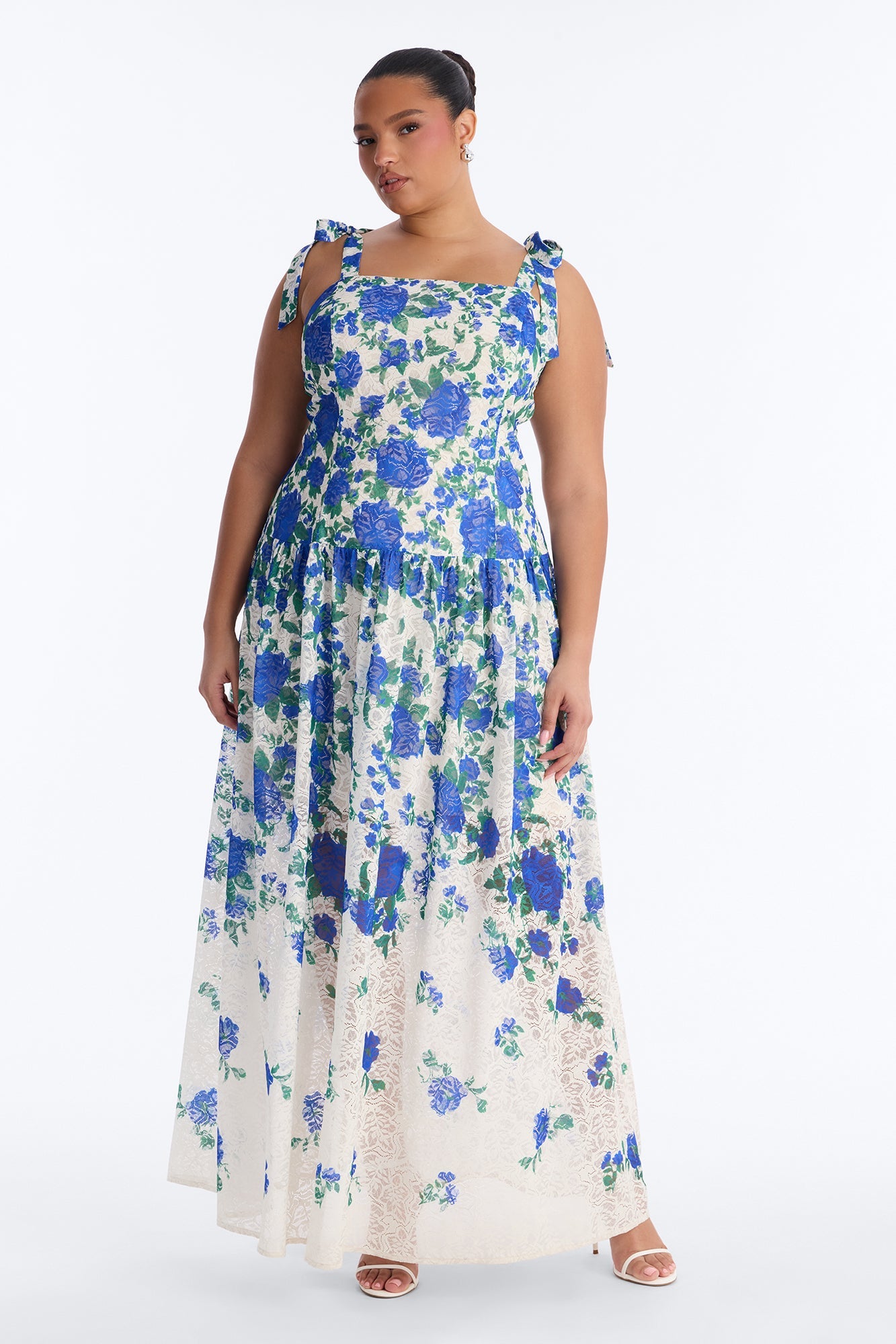 Jessinta Floral Lace Maxi Dress - Blue/combo