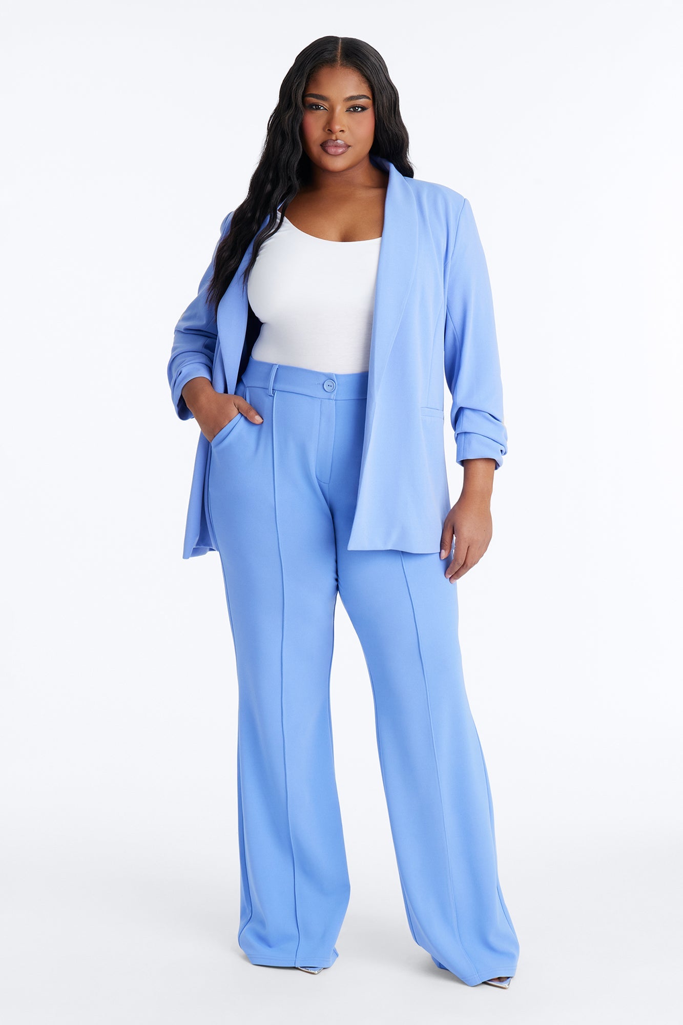 Heidi Wide Leg Trouser Pant - Periwinkle