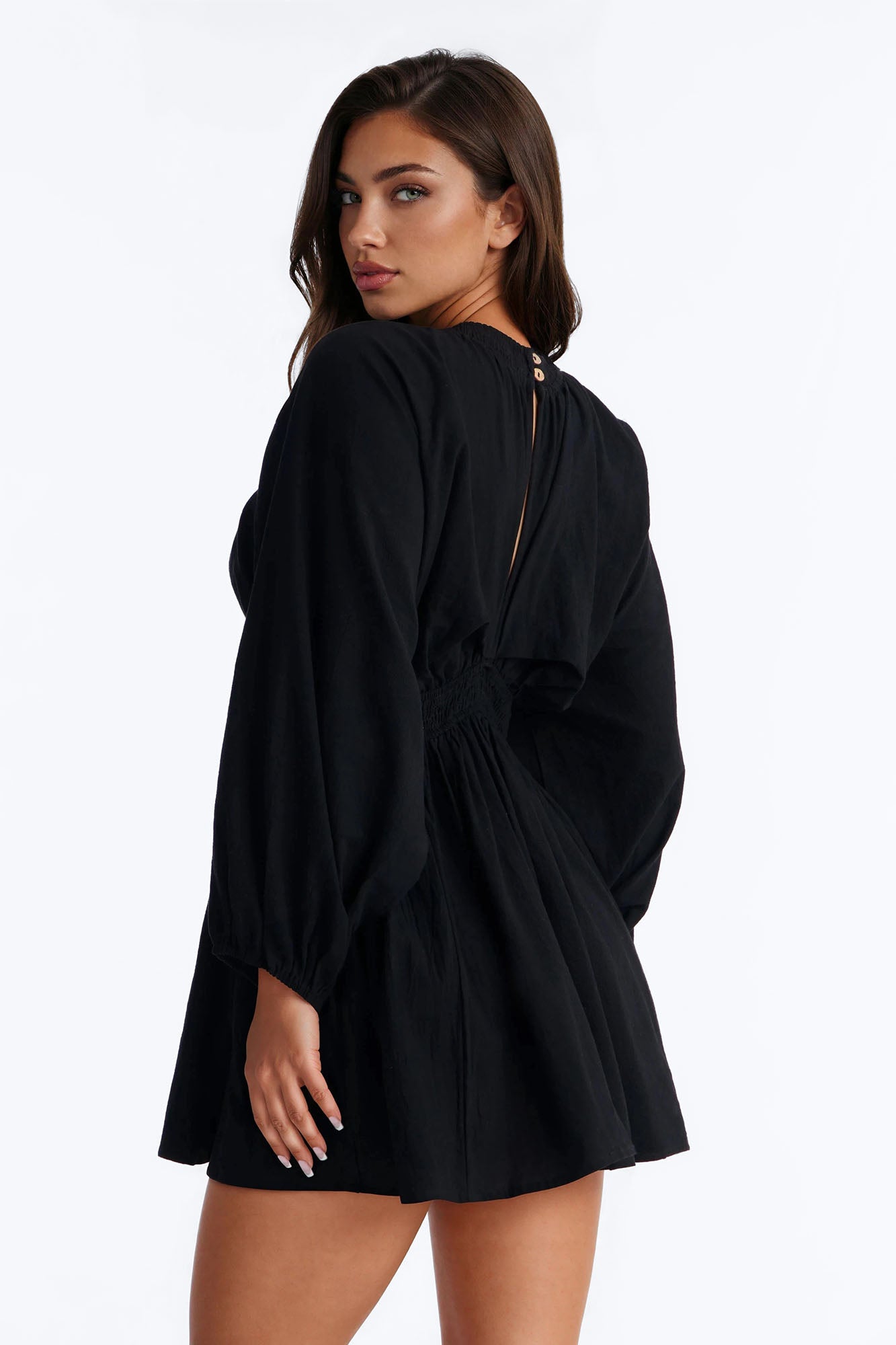 Rory Poplin Mini Dress - Black Fashion Nova