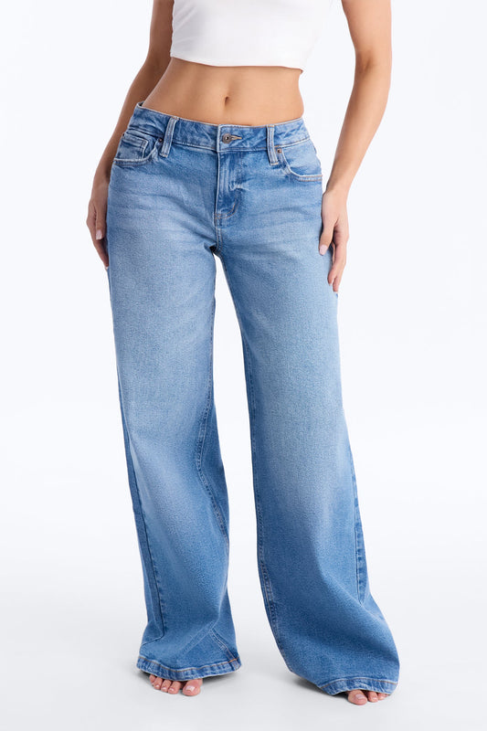 Southie Stretch Wide Leg Jeans - Medium Wash