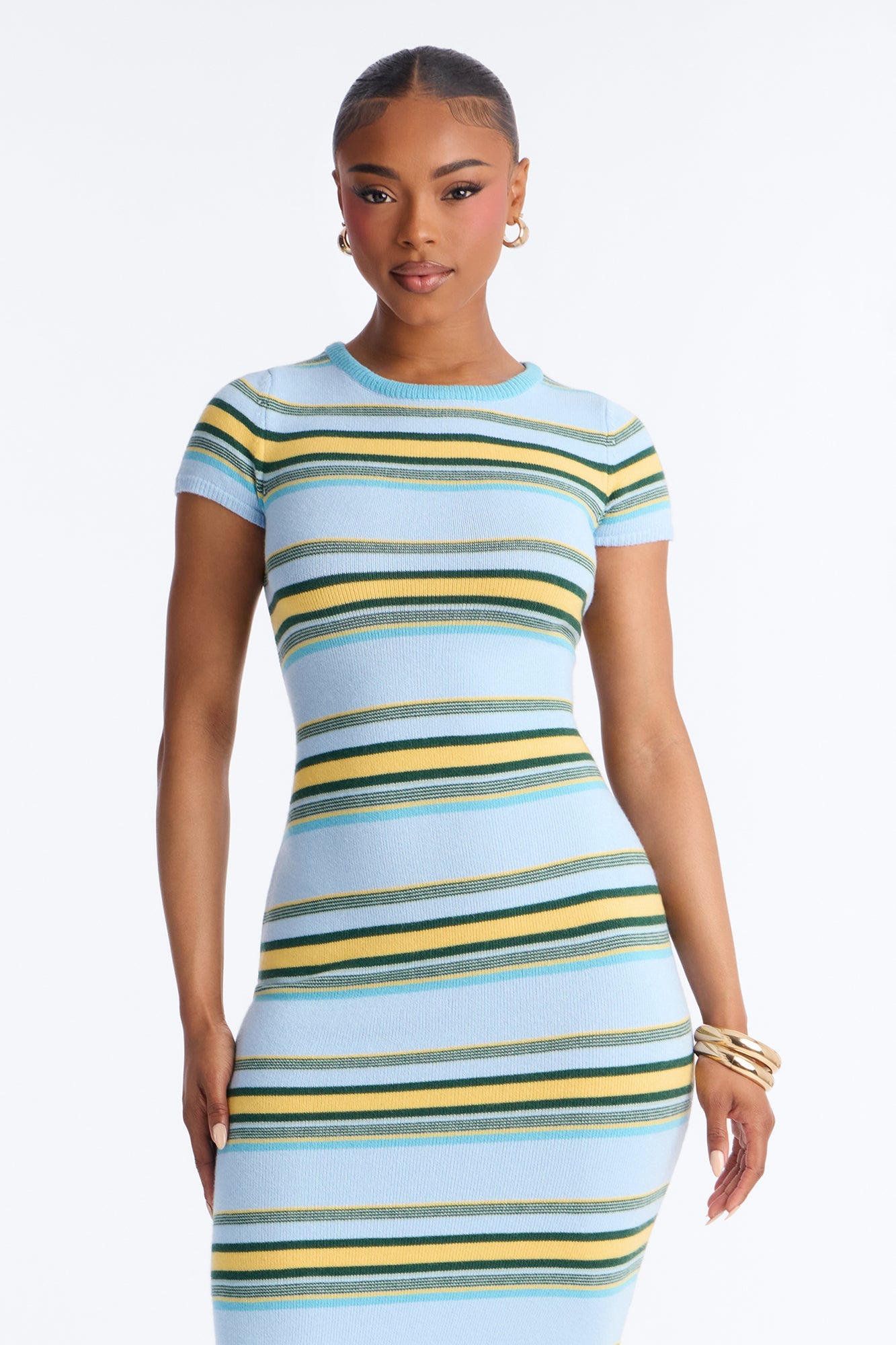 Bennie Striped Sweater Maxi Dress - Blue/combo