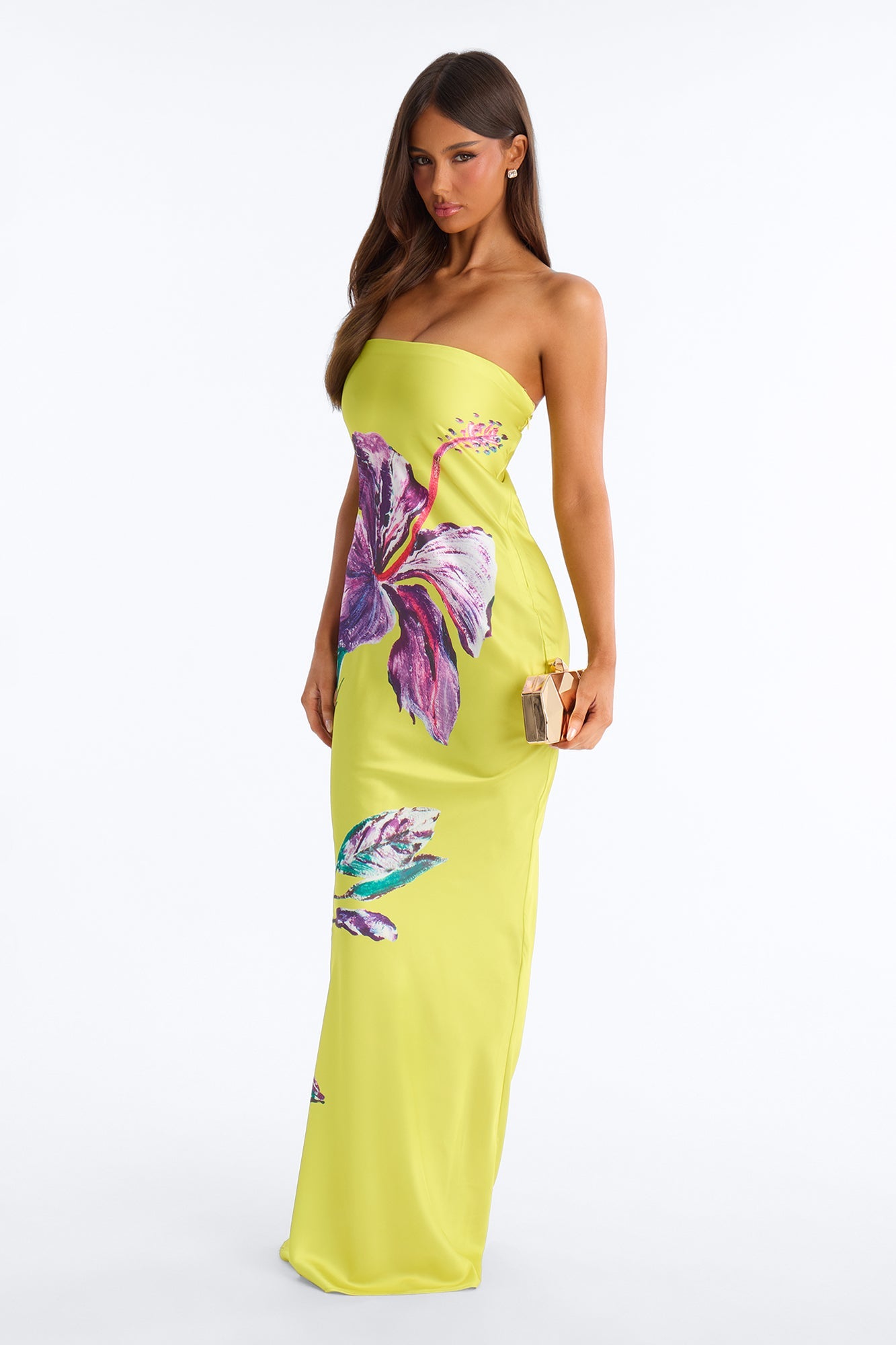 Hailee Satin Maxi Dress - Yellow/combo
