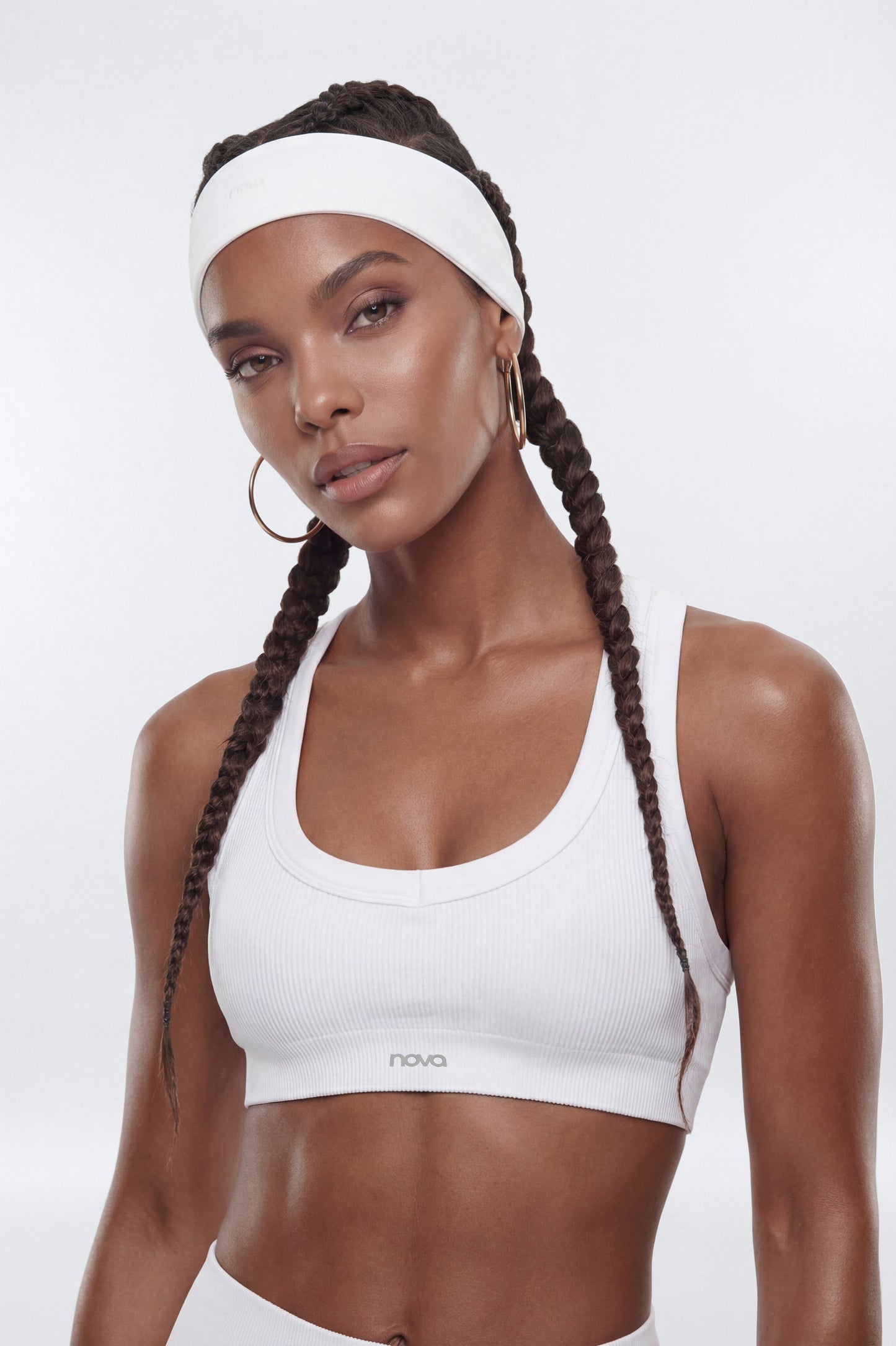 SeamlessLift™ Soft V-Front Racerback Sports Bra - Bright White Fashion Nova