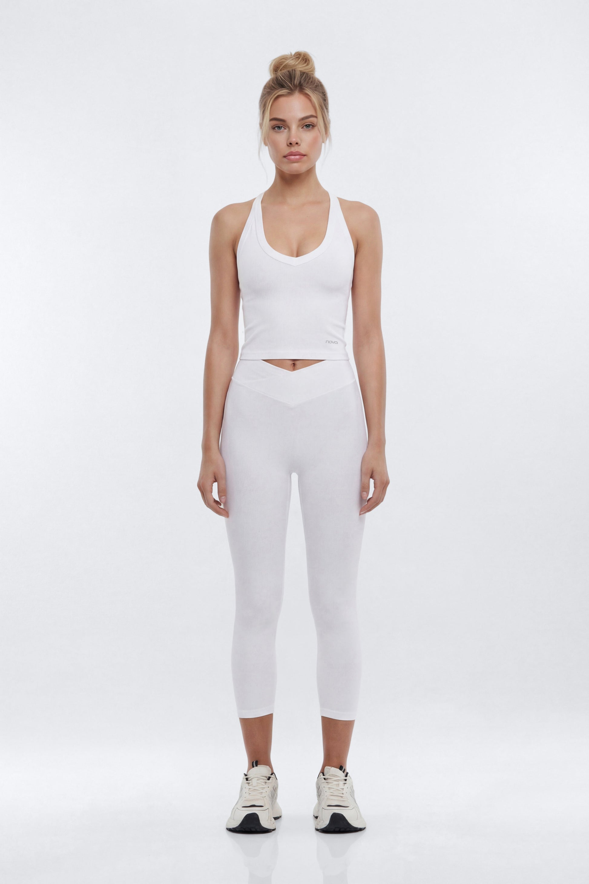 SeamlessLift™ V-Neck Racerback Active Tank - Bright White Fashion Nova