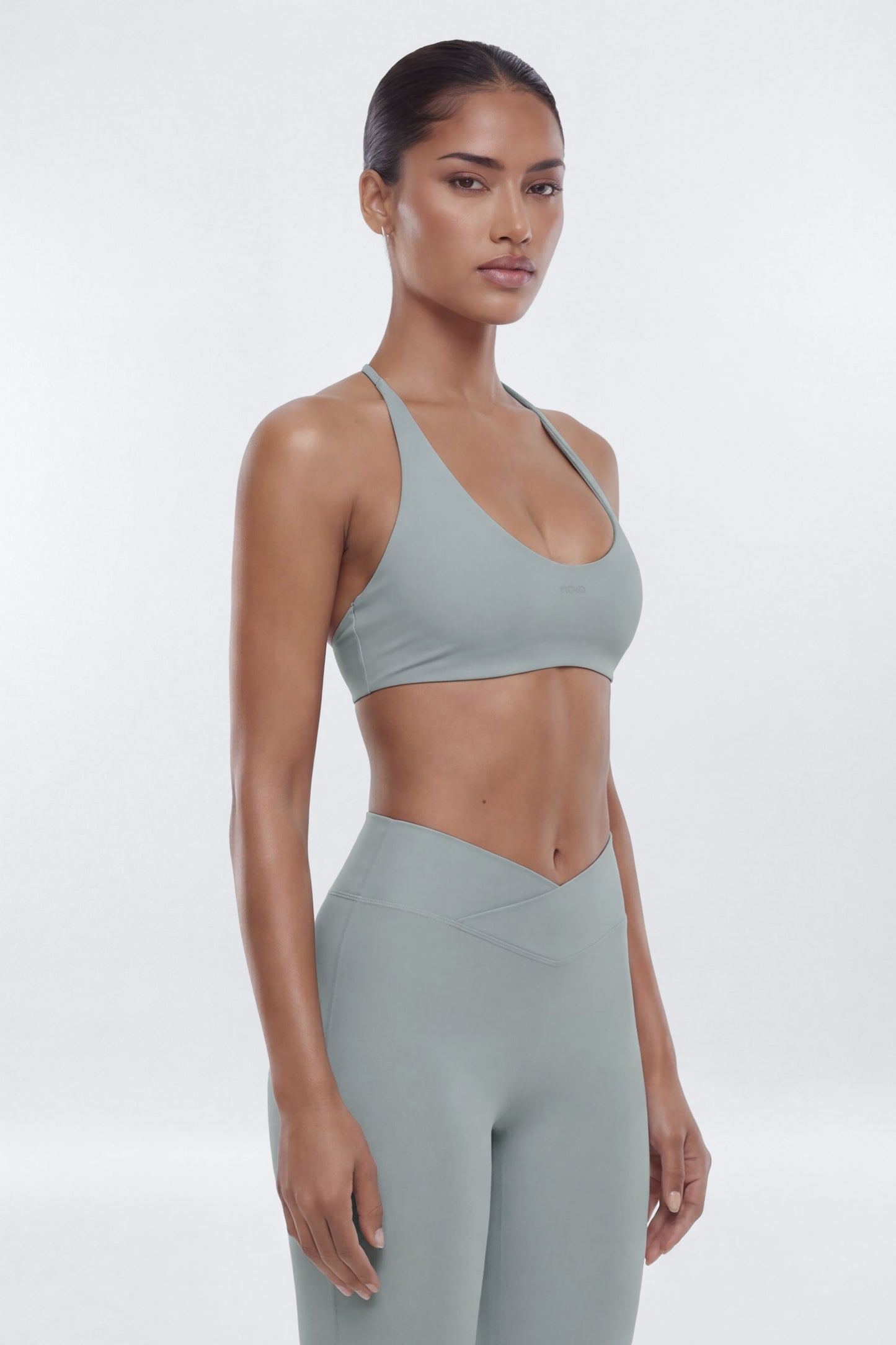 AirSculpt™ Scoop Halter Sports Bra - Steel Fashion Nova