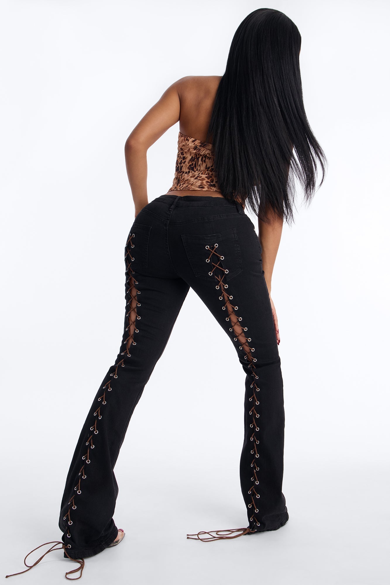 Crossfire Lace Up Bootcut Jeans - Black Wash Fashion Nova