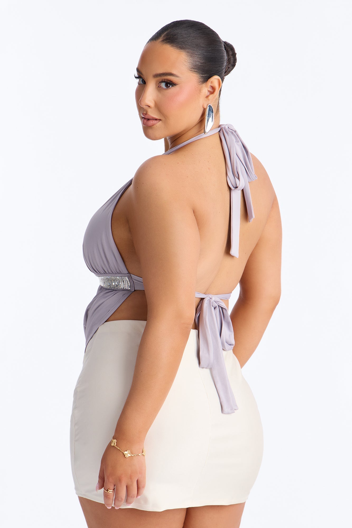 Cosmic Heat Sequin Halter Top - Grey Fashion Nova