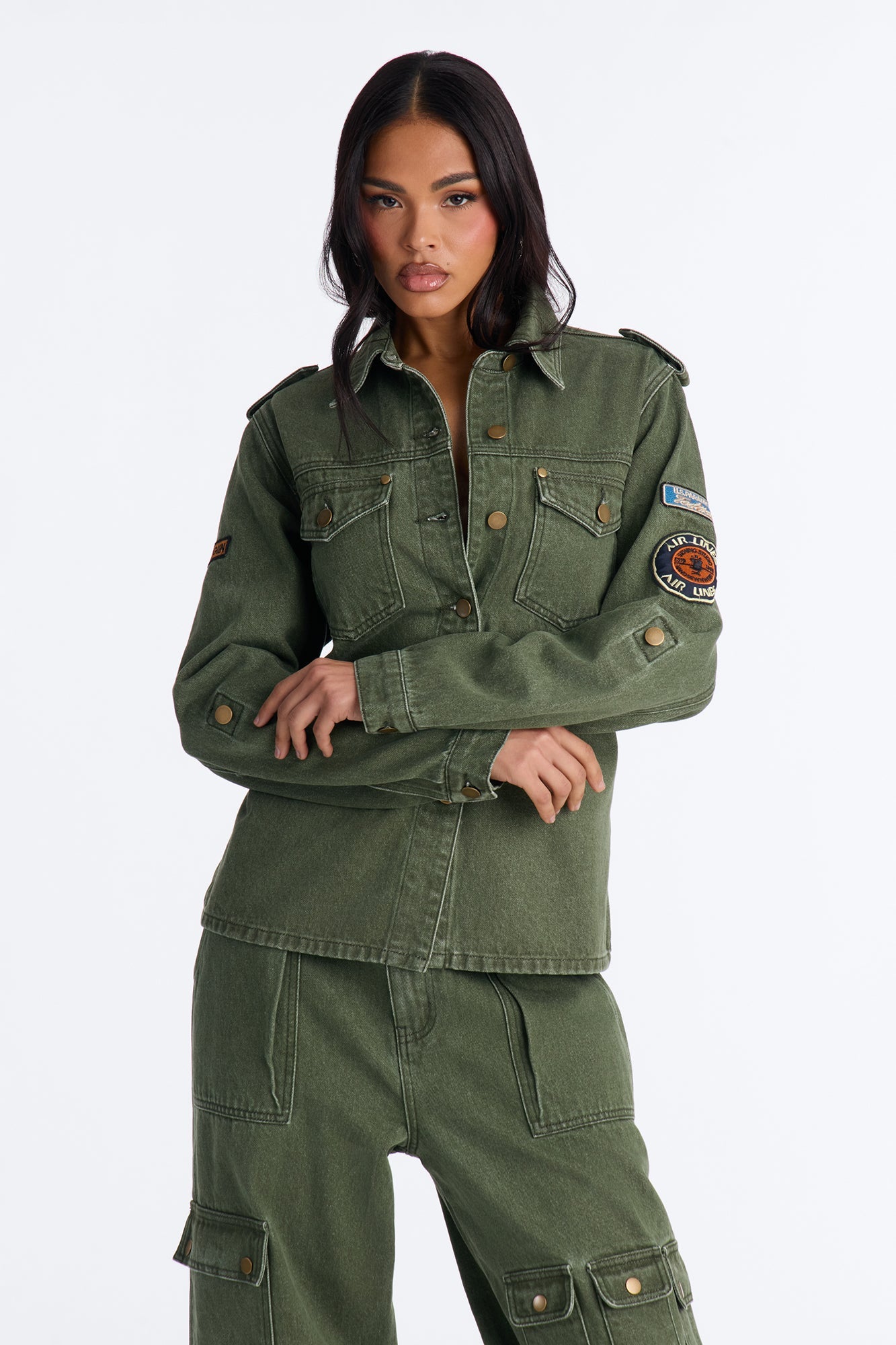 First Ranker Denim Shacket - Olive