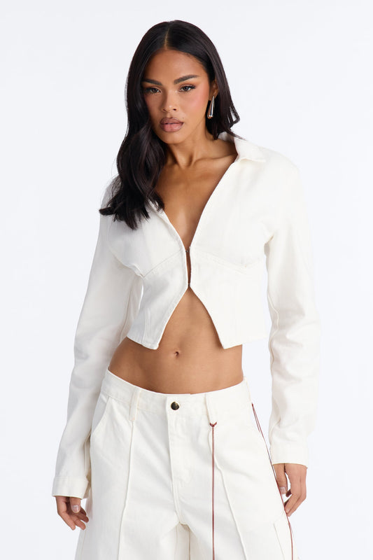 All Around Me Denim Top - White