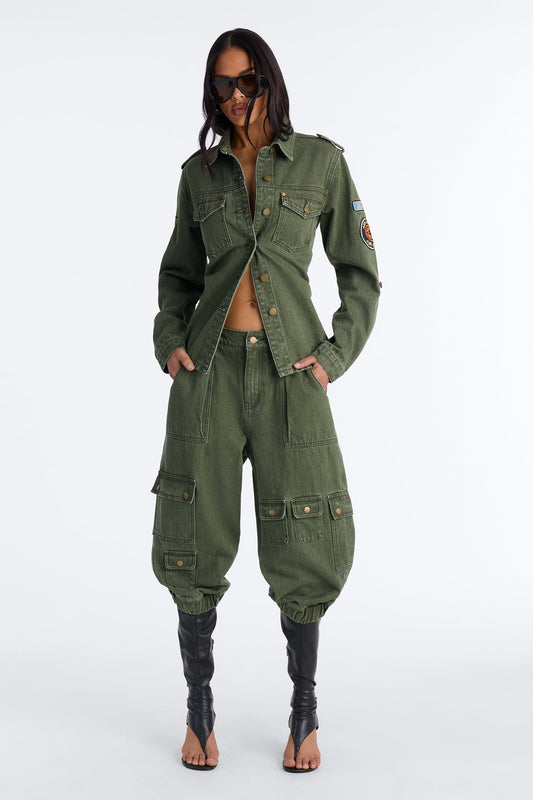 First Ranker Capri Cargo Jogger Jeans - Olive