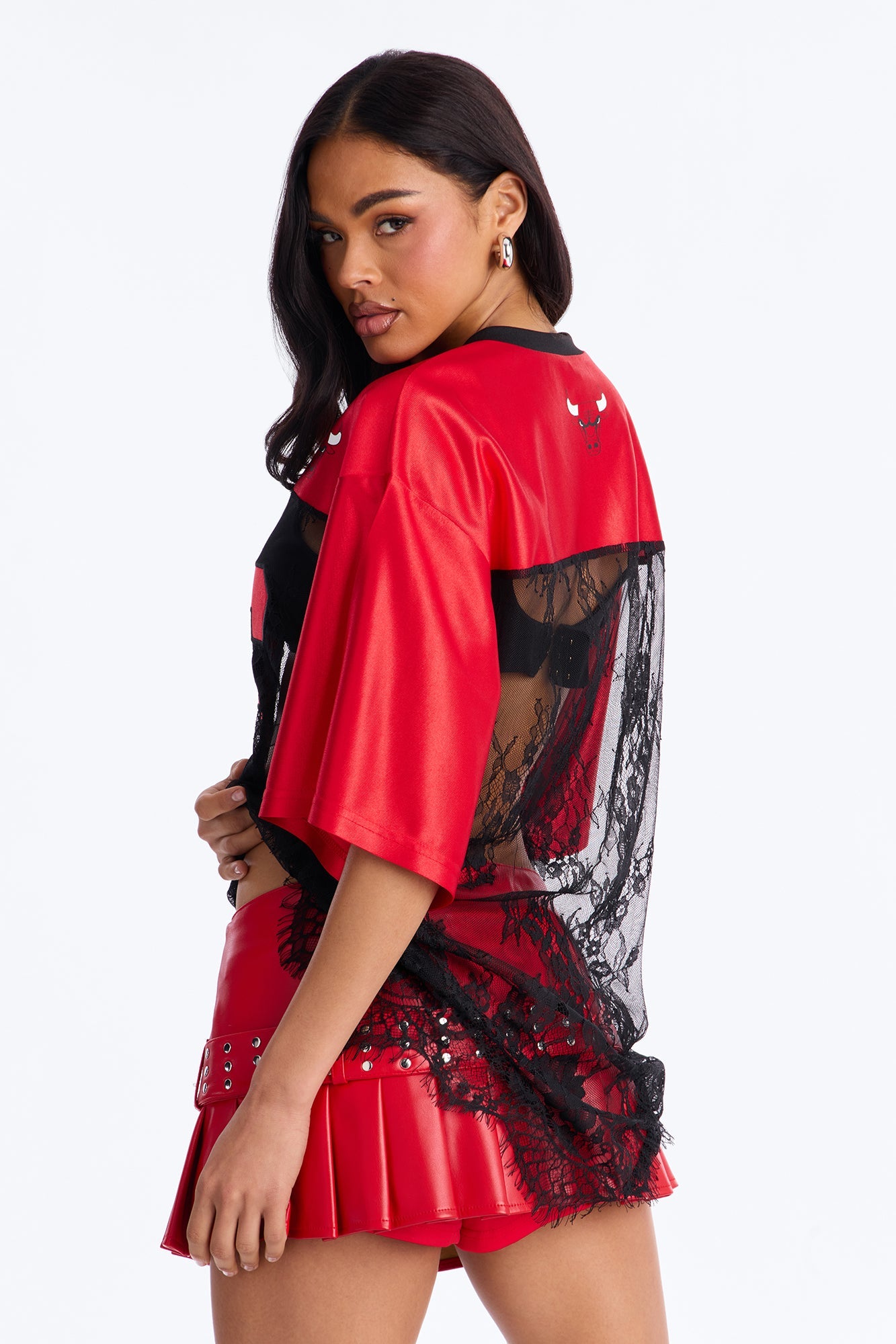NBA Chicago Bulls Oversized Lace Top - Black