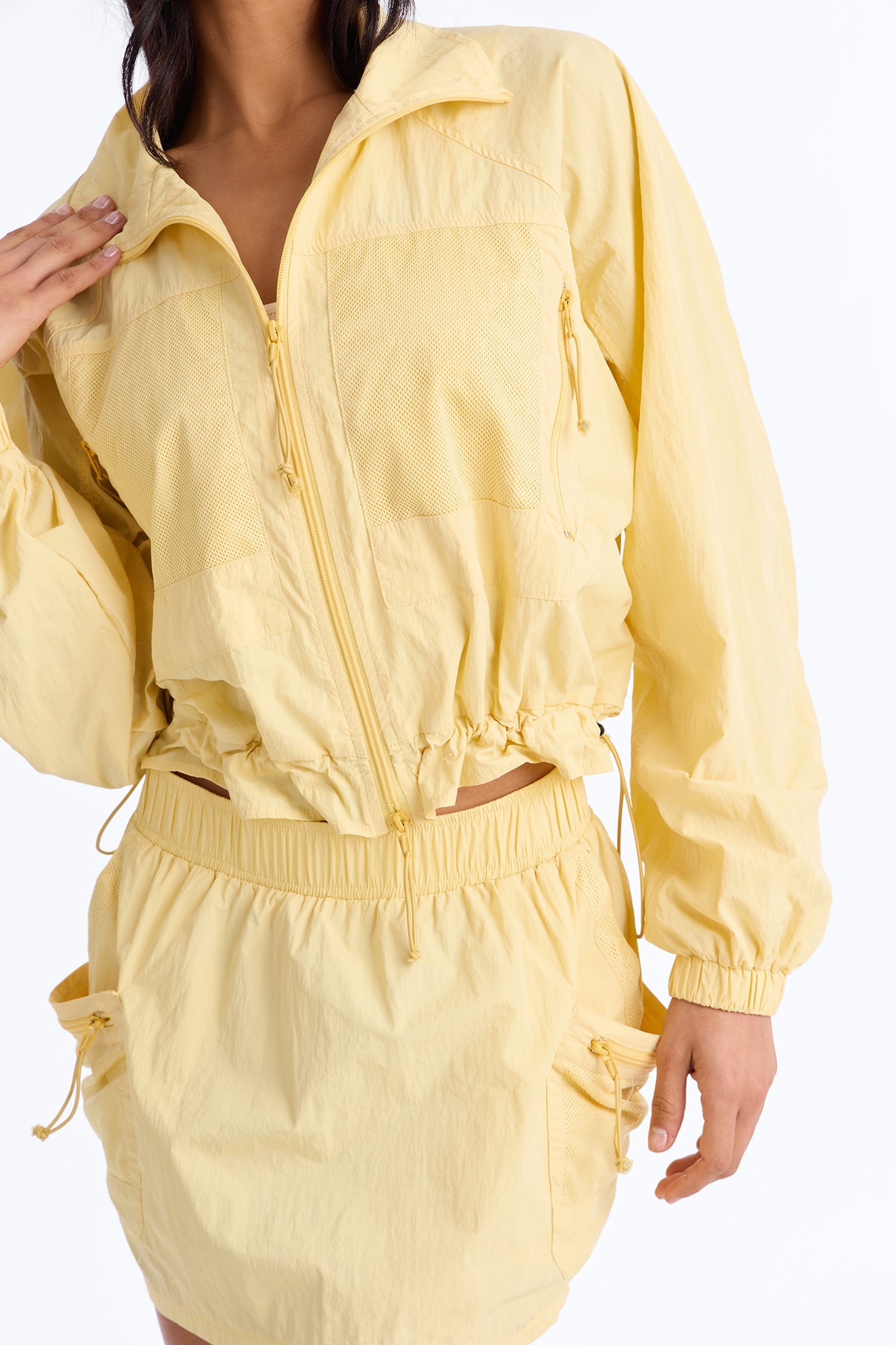 Stay Cool Cropped Windbreaker Jacket - Butter Yellow