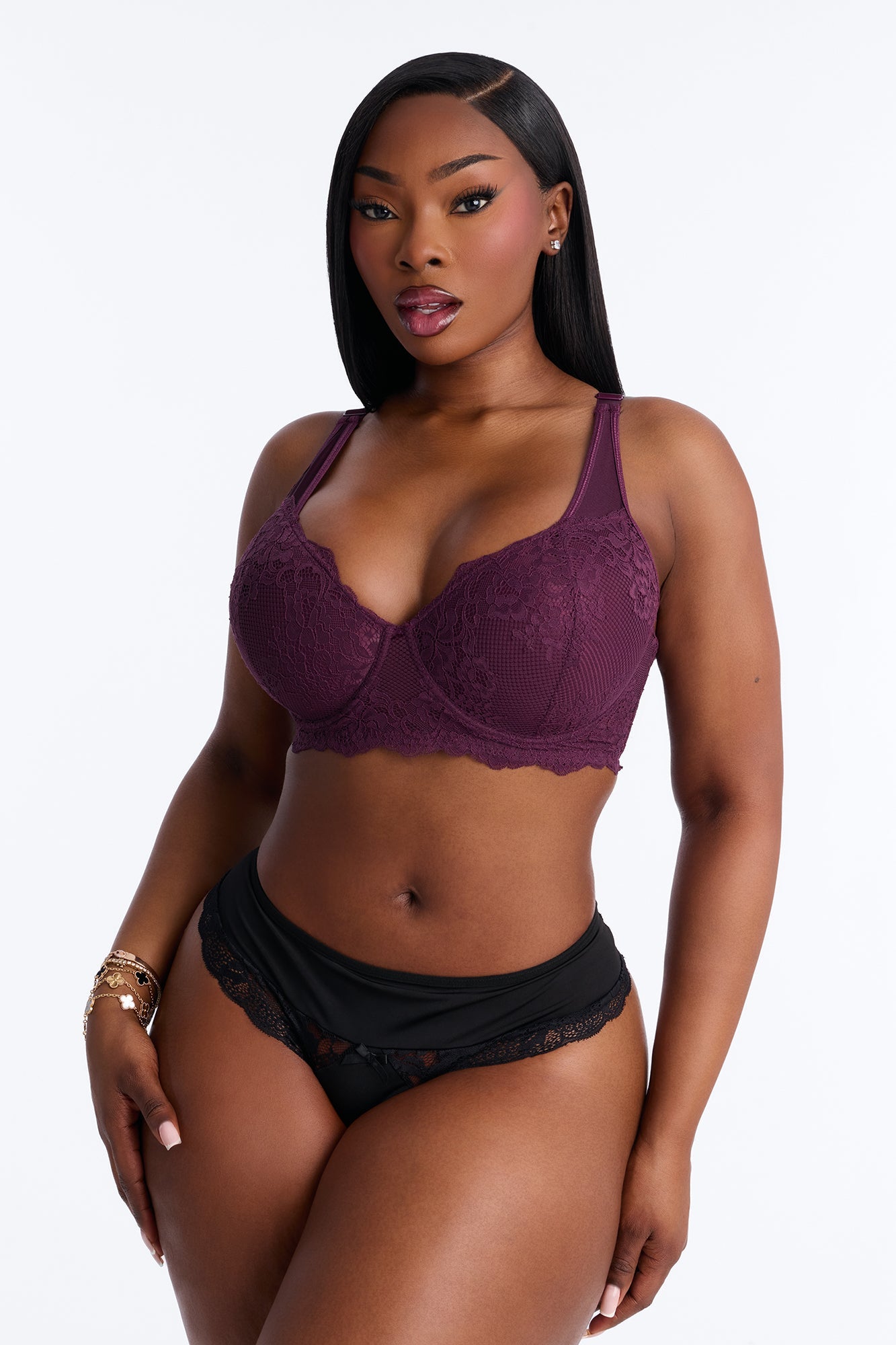 Always With Me Lace Mega Push Up Underwire Bra - Plum