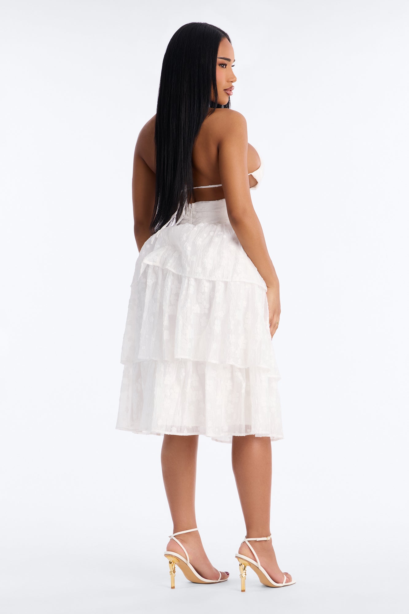 Annalise Tiered Ruffle Midi Dress - White Fashion Nova
