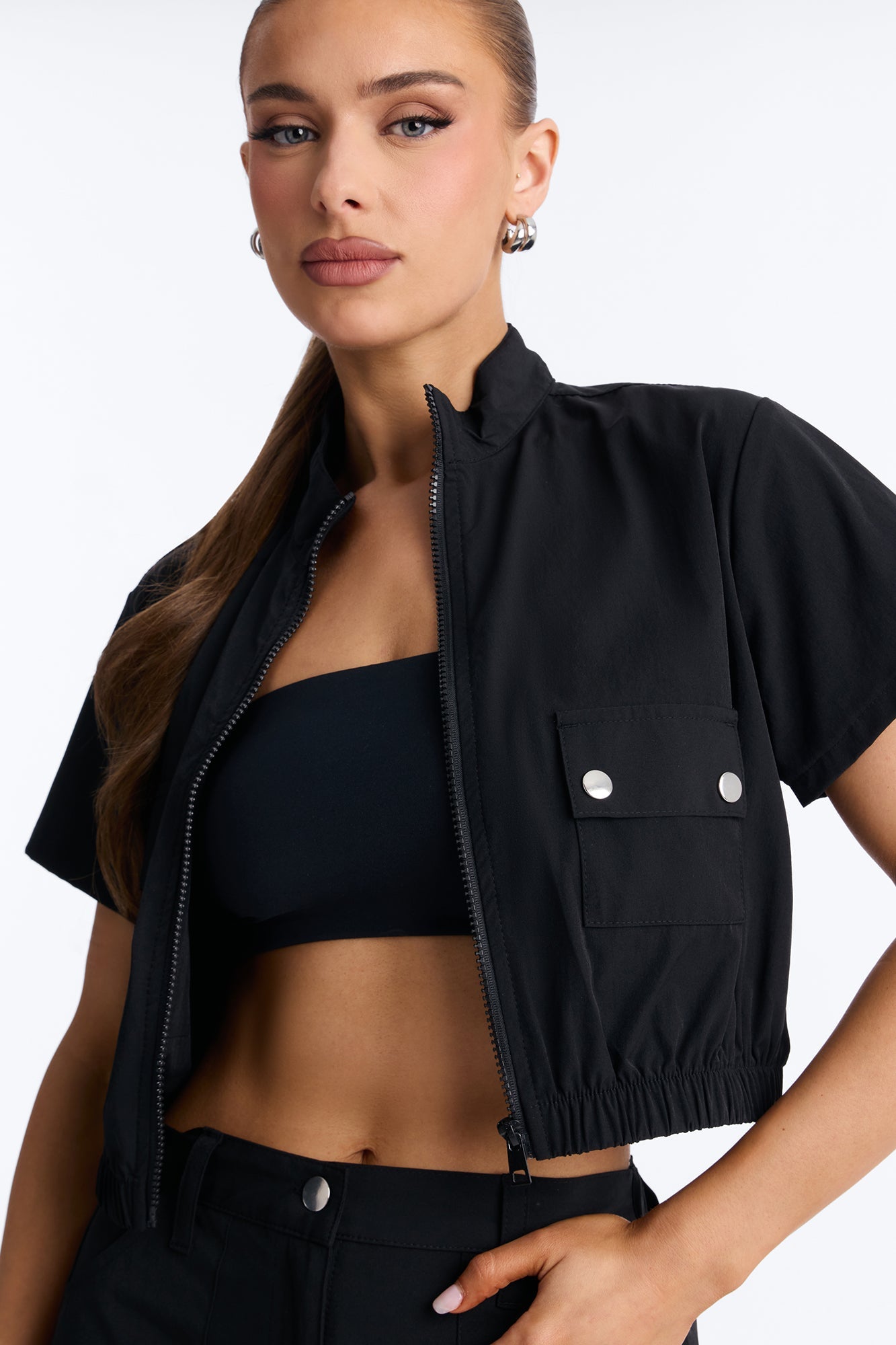 Nessa Nylon Cargo Short Set - Black