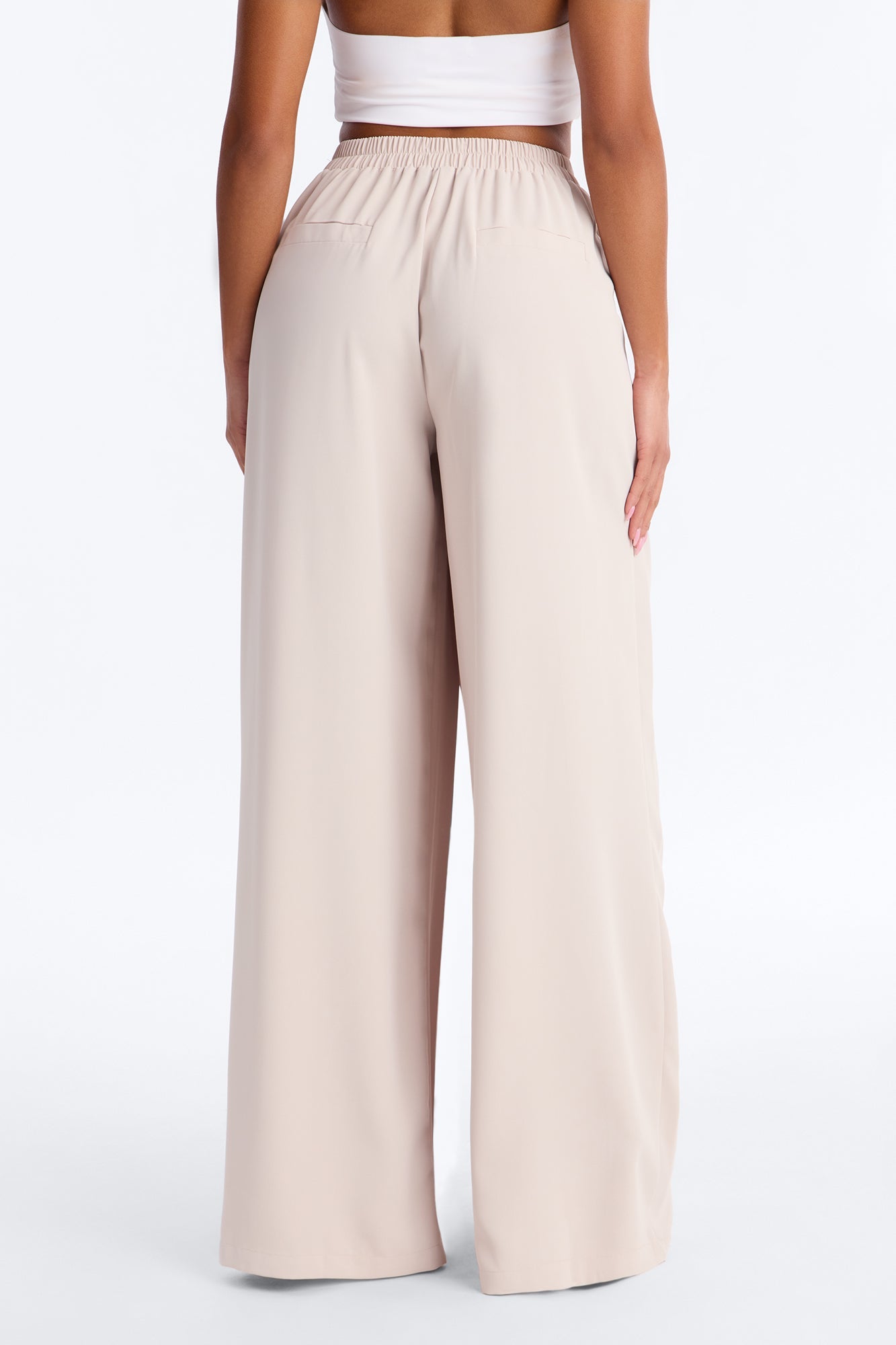 Feminine Feel Crepe Wide Leg Pant 33″ - Beige