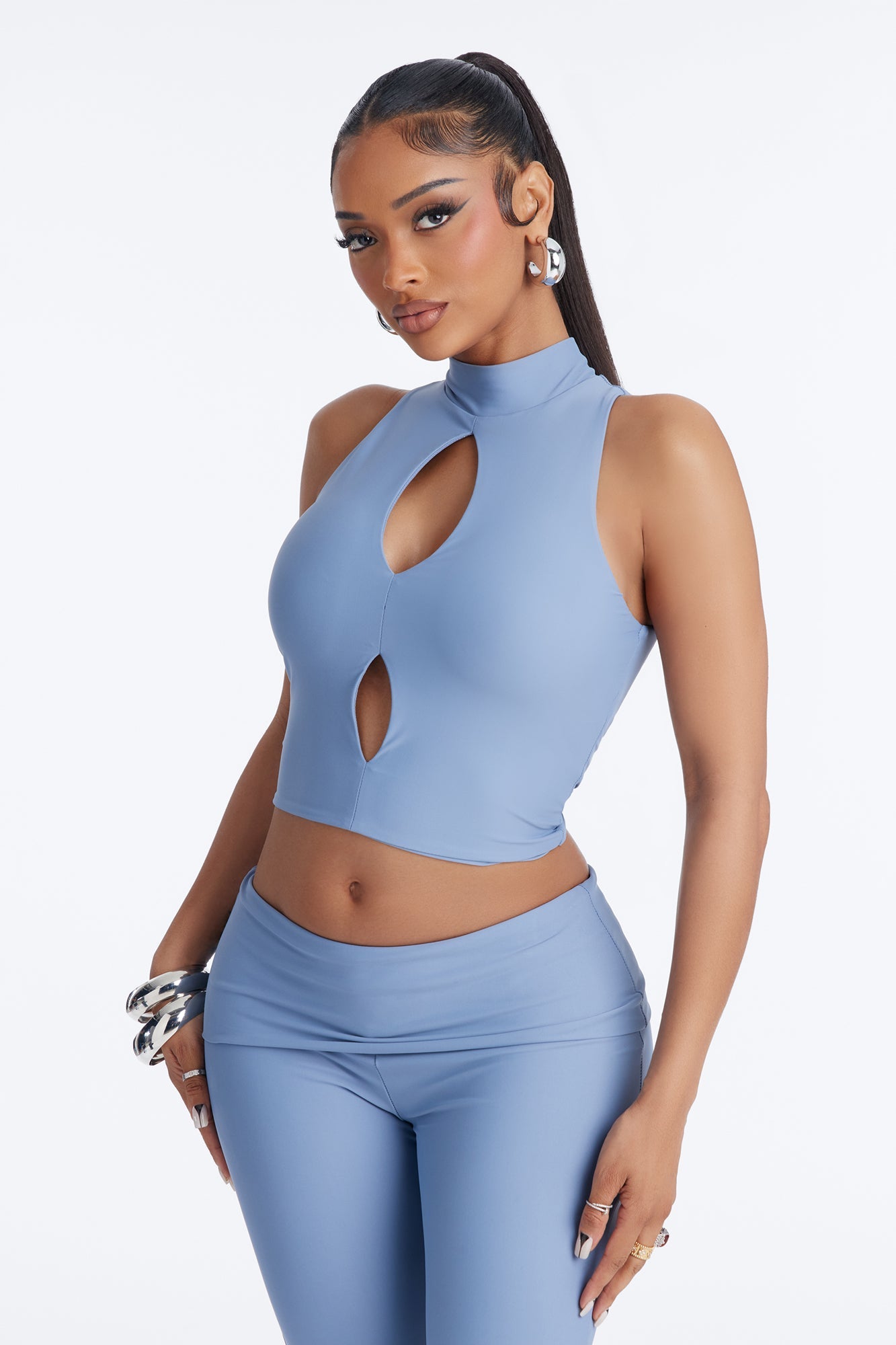 Roxy Form Double Lined Capri Pant Set - Dusty Blue