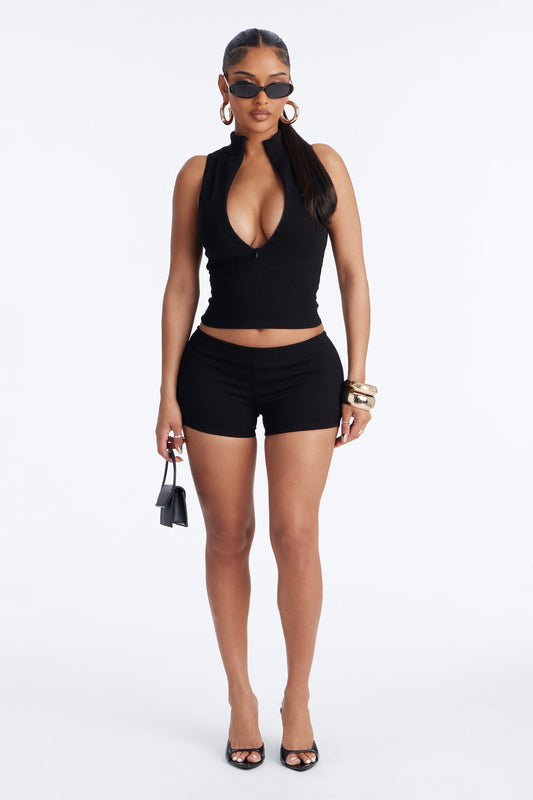 Felicia Snatched Micro Mini Short Set - Black