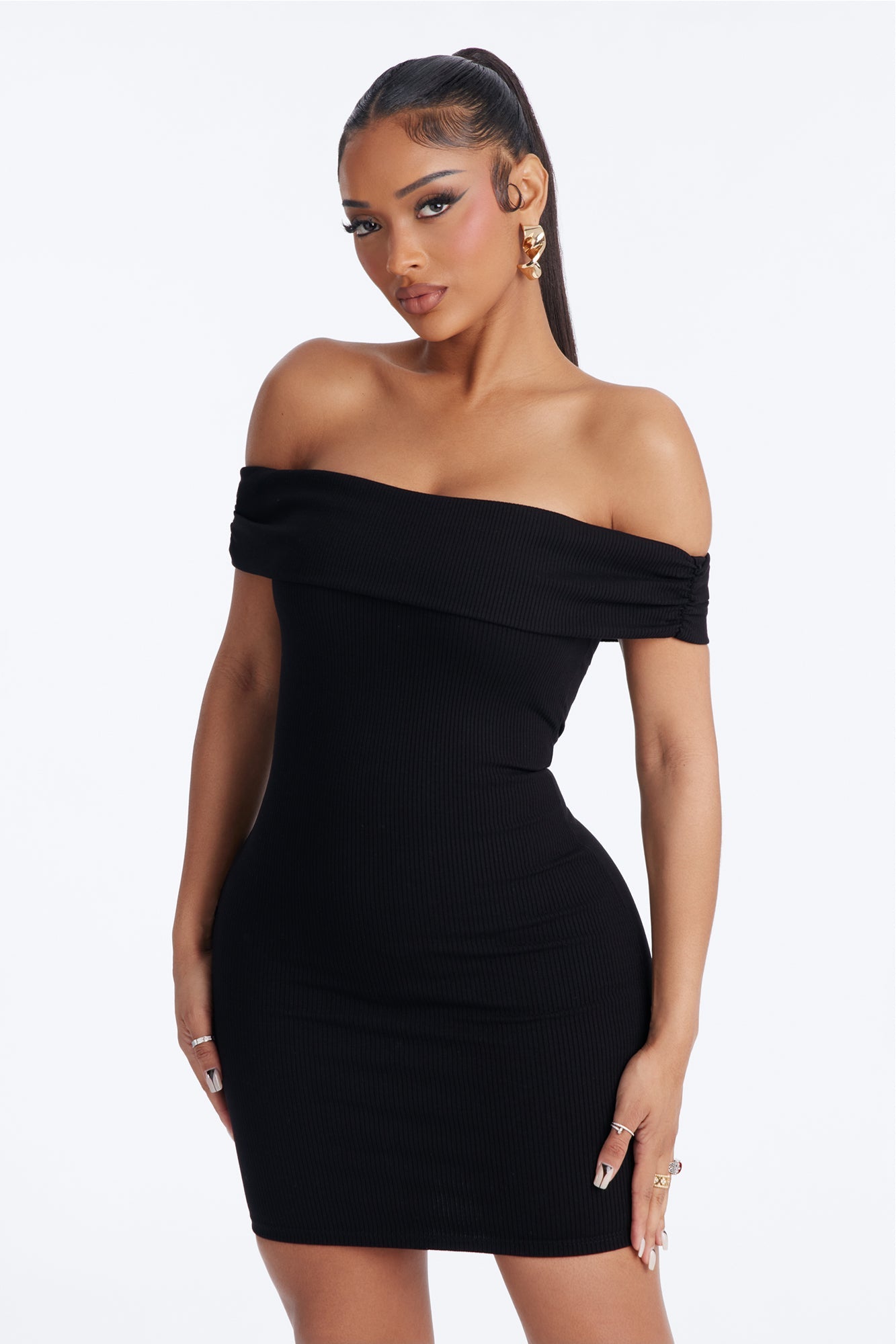 Priscilla Snatched Mini Dress - Black