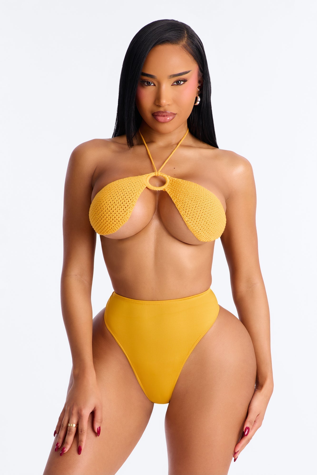 Sandcastles & Sea Crochet 3 Piece Bikini Skirt Set - Orange Fashion Nova