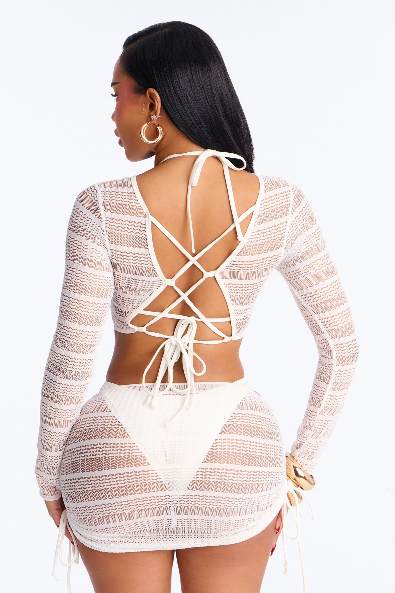 Allyson Bikini And Coverup Set - White Fashion Nova