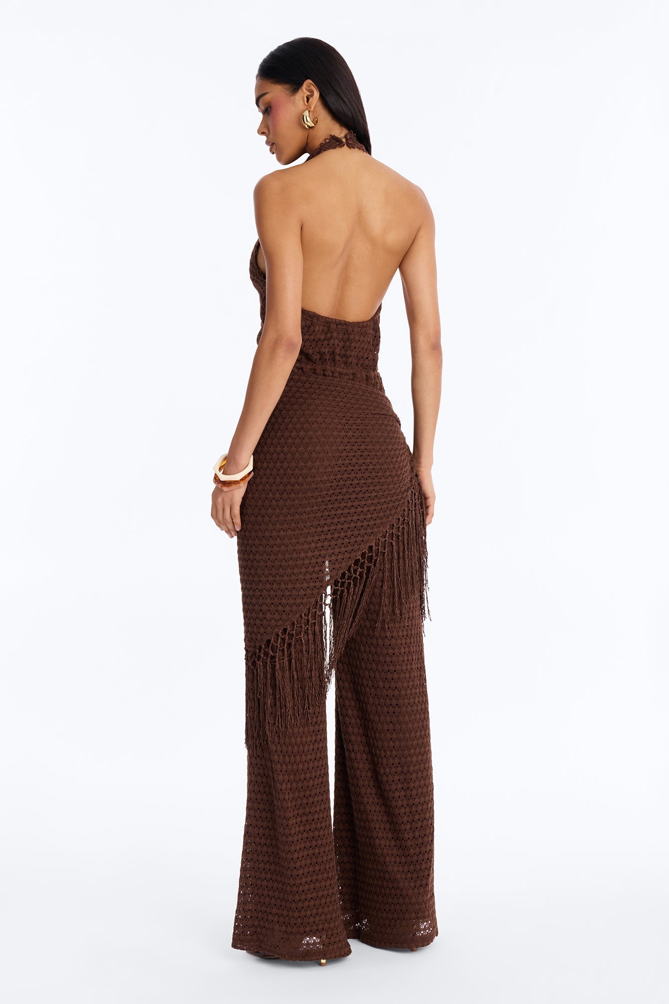 Mariah Jumpsuit And Tie Waist Scarf Set - Chocolate