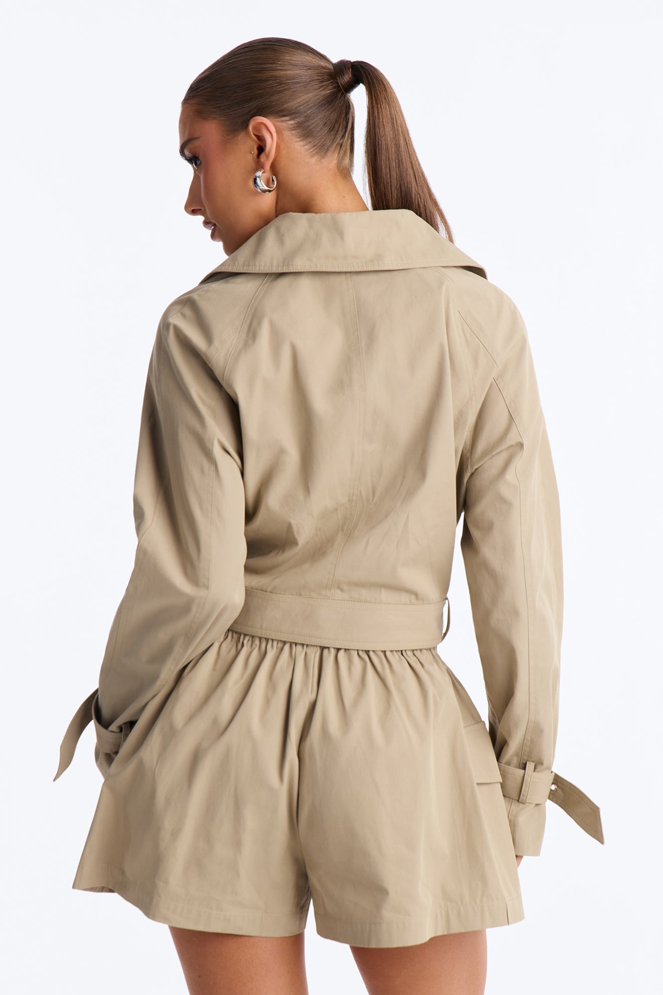 Head Turner Twill Cropped Trench Jacket - Khaki Fashion Nova