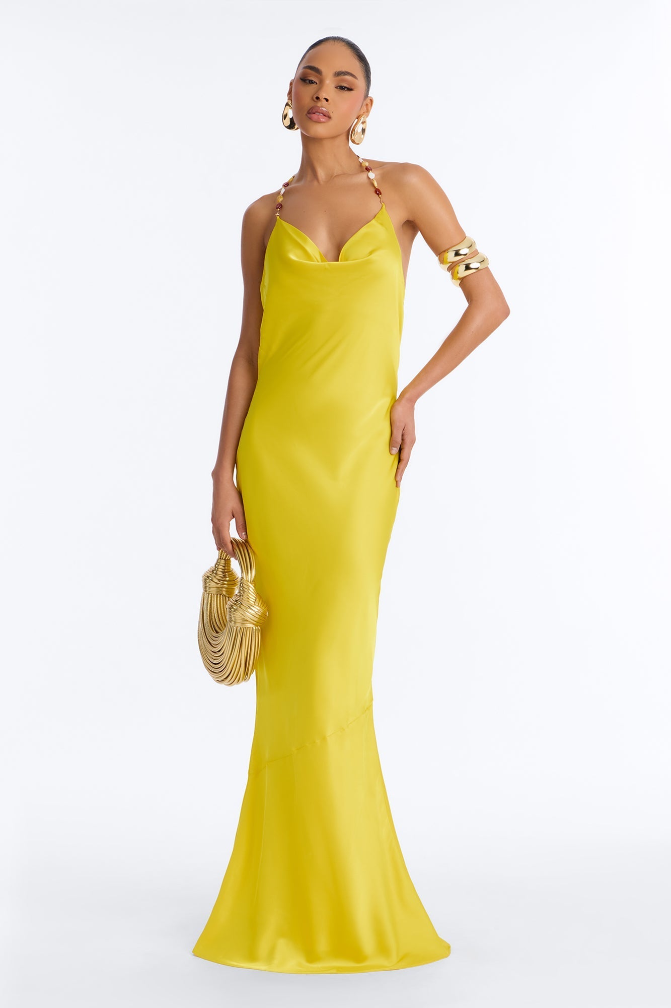 Bold Vibes Satin Maxi Dress - Yellow Fashion Nova