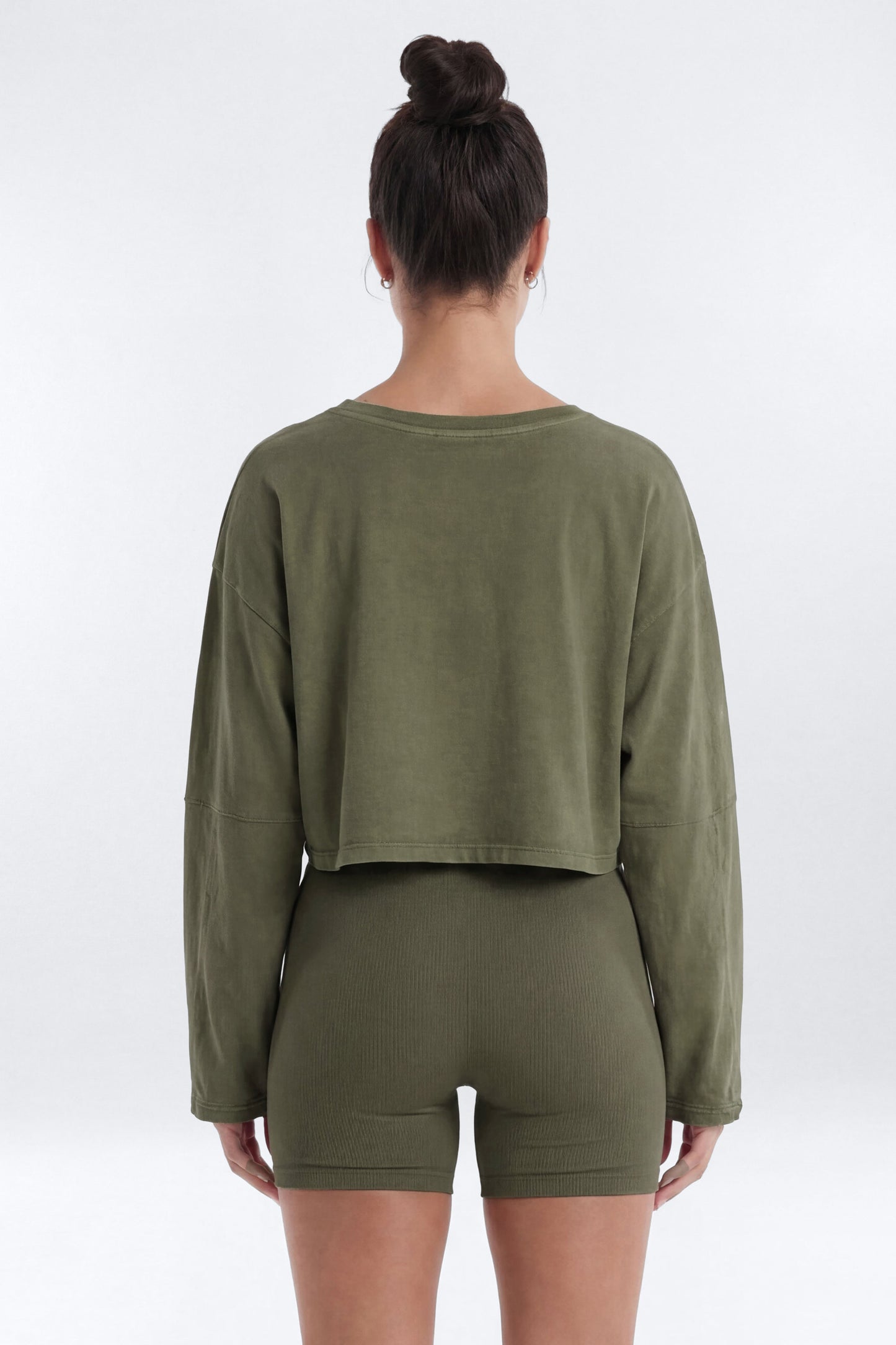 Cotton Jersey Long Sleeve Cropped Top - Moss Fashion Nova