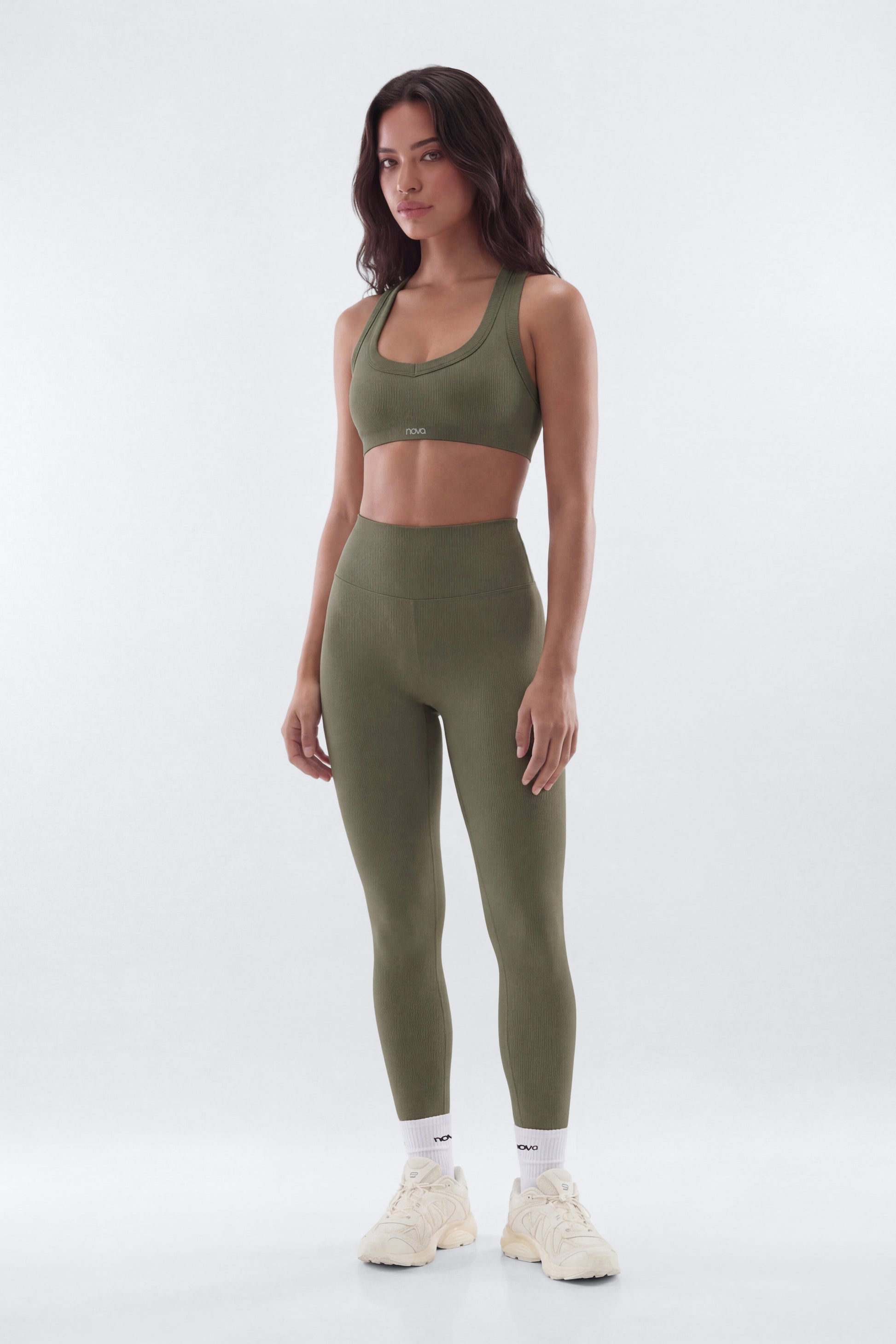 SeamlessLift™ Soft V-Front Racerback Sports Bra - Moss Fashion Nova