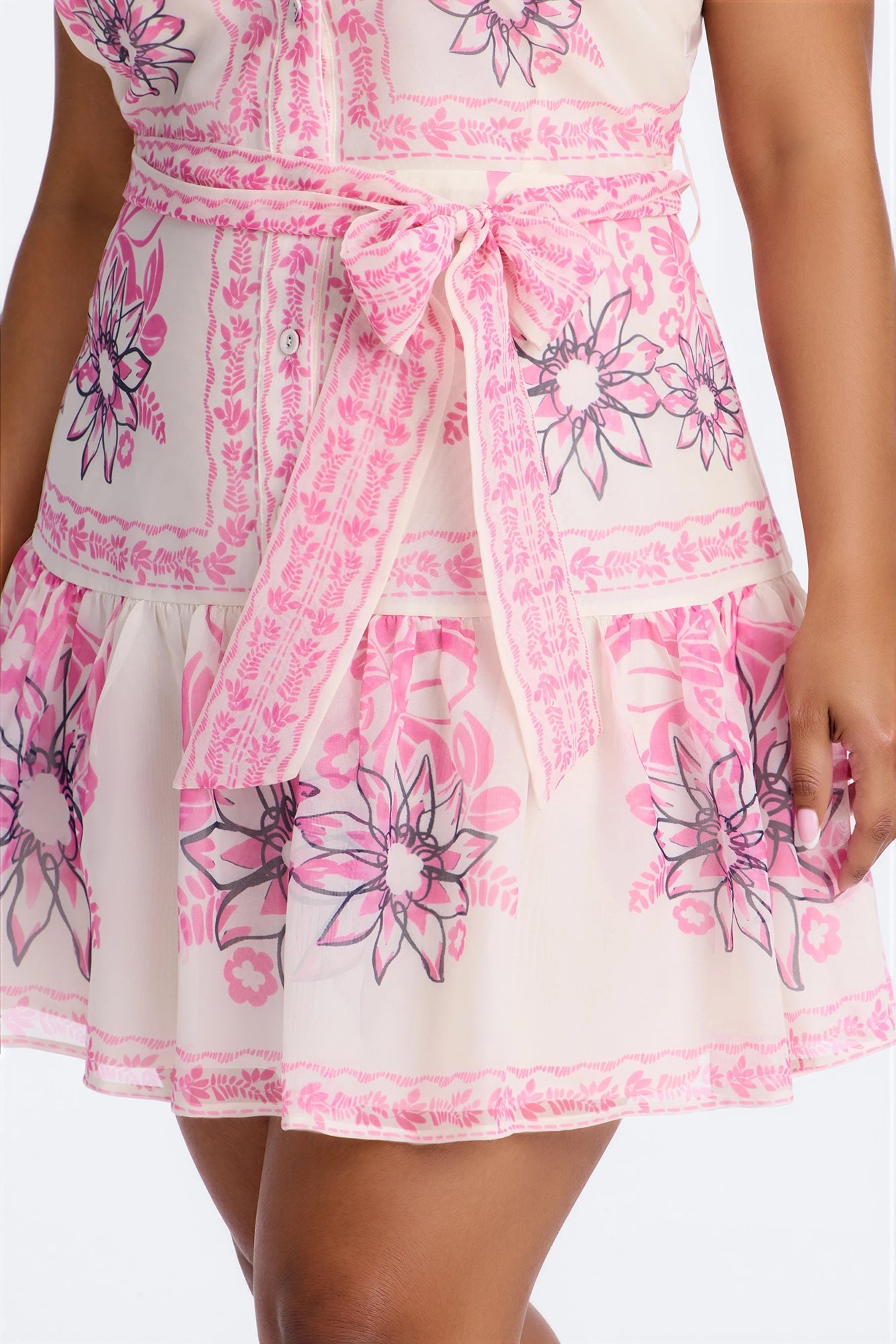 Angie Sleeveless Chiffon Mini Dress - Pink/combo