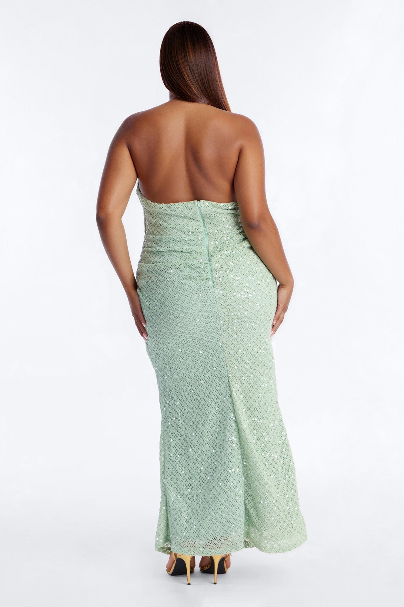 Gleam And Glow Sequin Crochet Maxi Dress - Sage