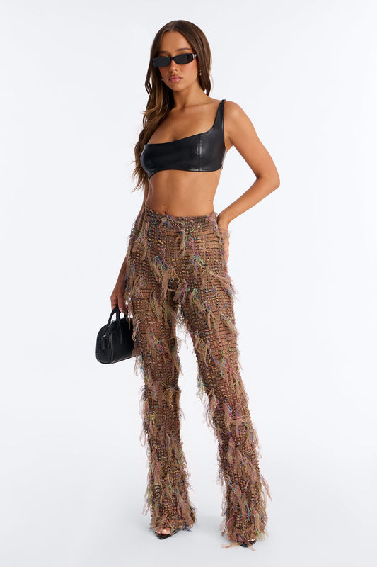 Anika Distressed Flare Pant - Beige Fashion Nova