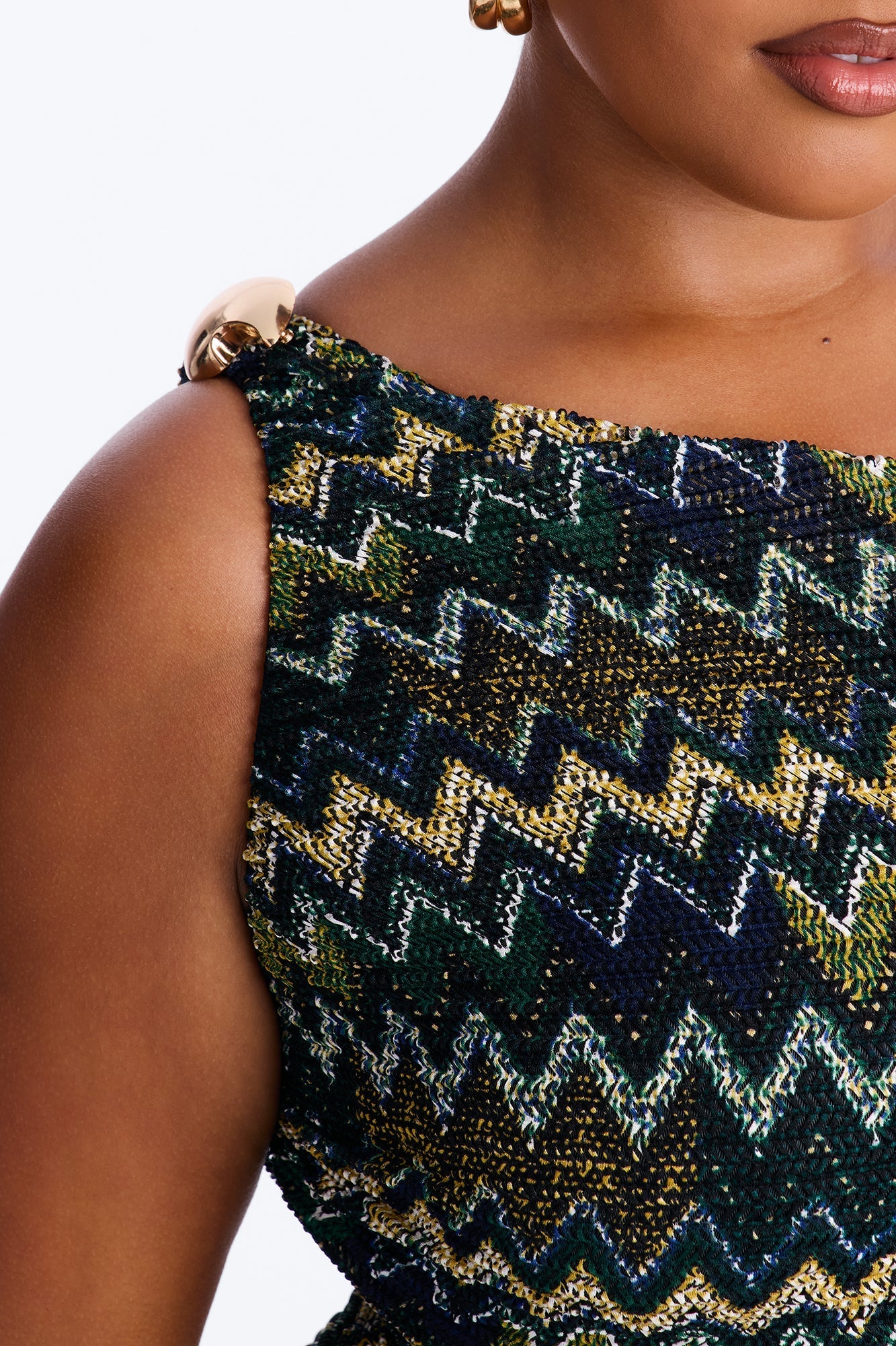 Shoreline Slay Chevron Crochet Mini Dress - Navy/combo Fashion Nova