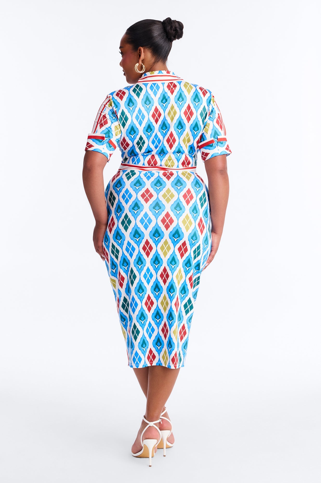 Bernadette Ruched Printed Midi Dress - Blue/combo