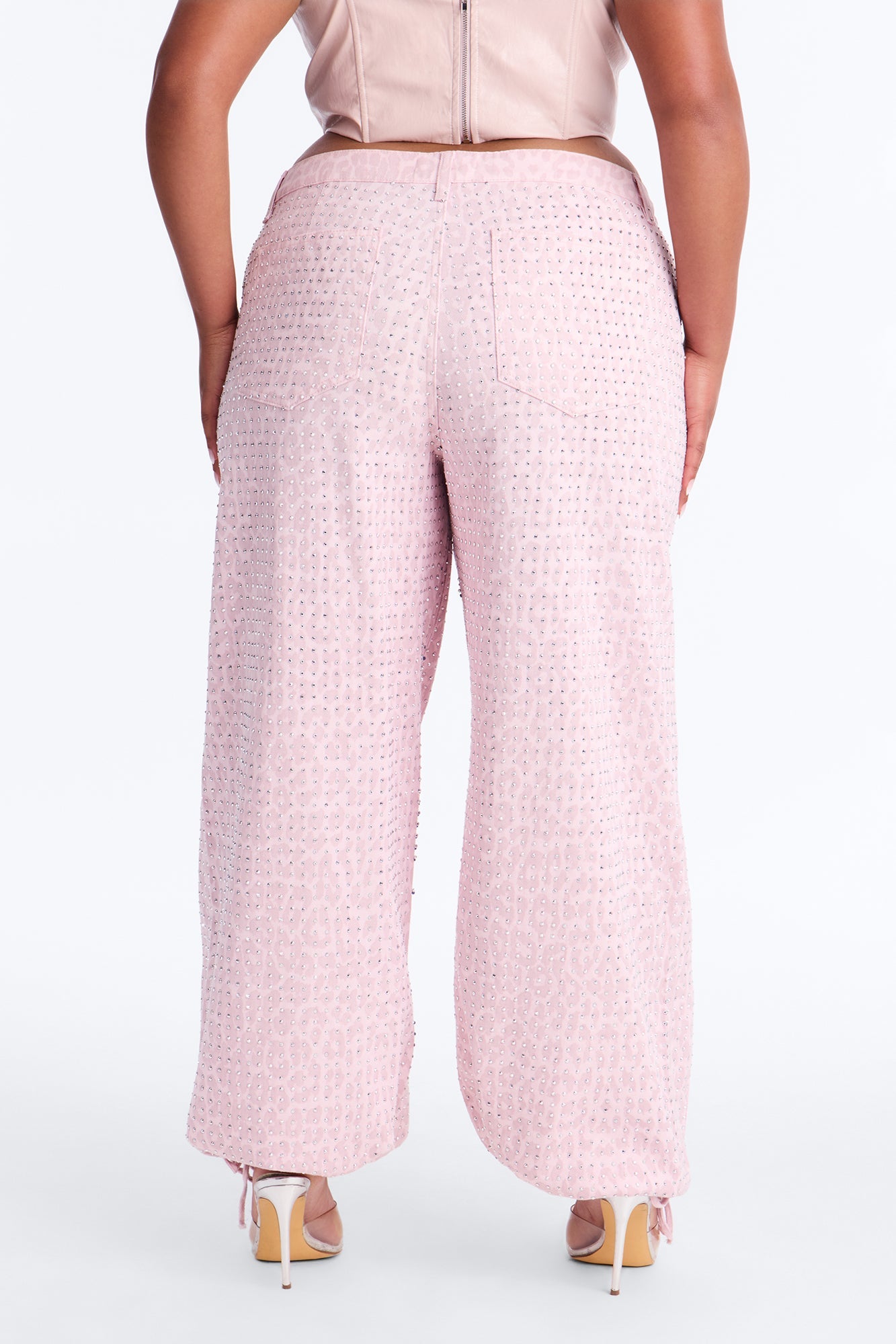 Look Don't Talk Embellished Leopard Jogger Pant - Pink