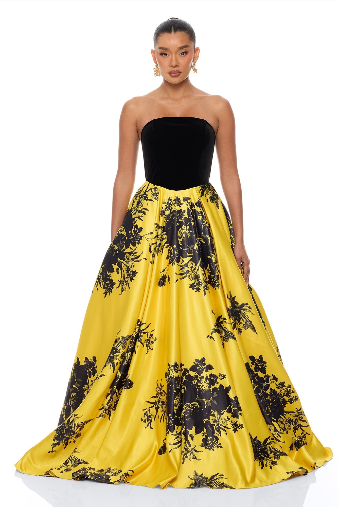Miranda A Line Gown - Yellow/combo Fashion Nova
