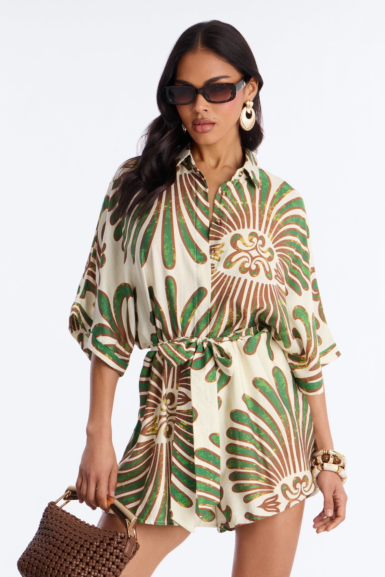 On Island Time Tropical Romper - Green/combo