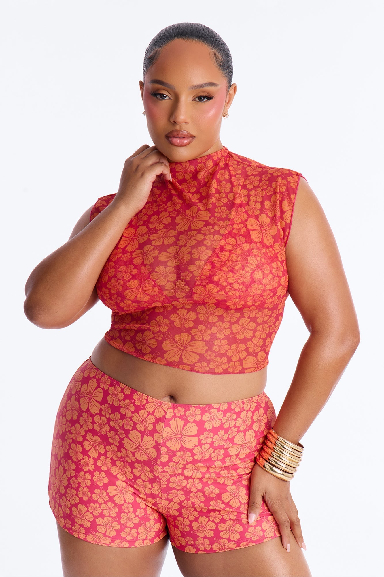 Kristy Floral 3 Piece Bikini Set - Pink/combo Fashion Nova