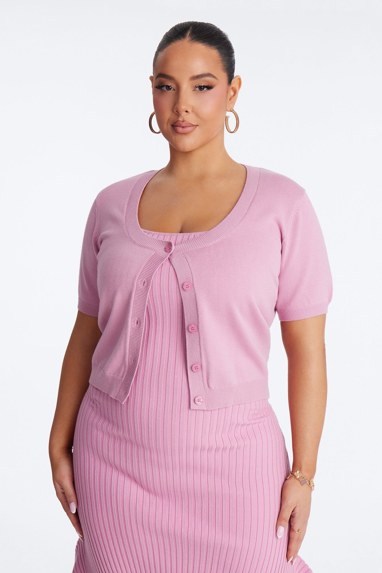 Rare Catch Ribbed Midi Dress Set - Mauve