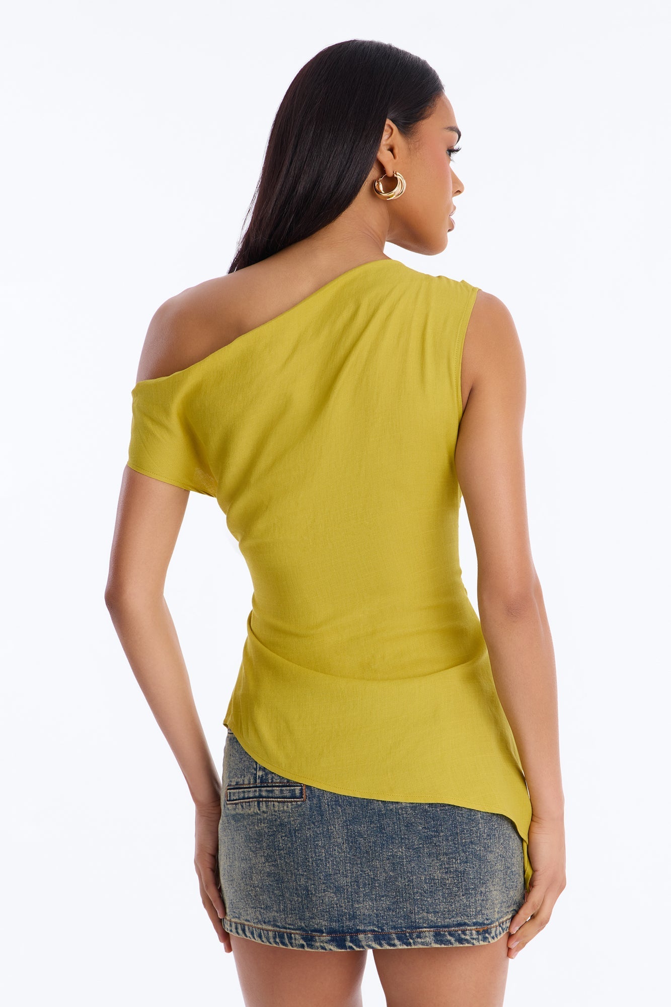 Cutie With A Duty One Shoulder Linen Top - Chartreuse Fashion Nova