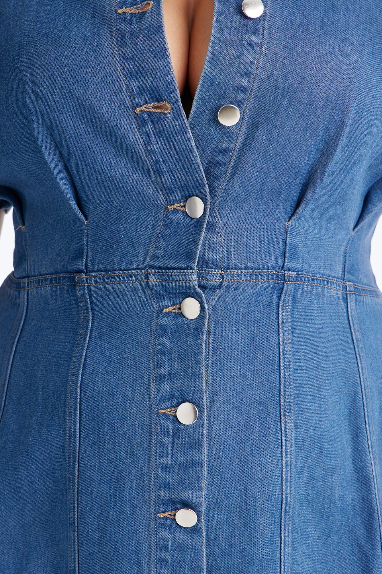Allise Short Sleeve Denim Mini Dress - Denim
