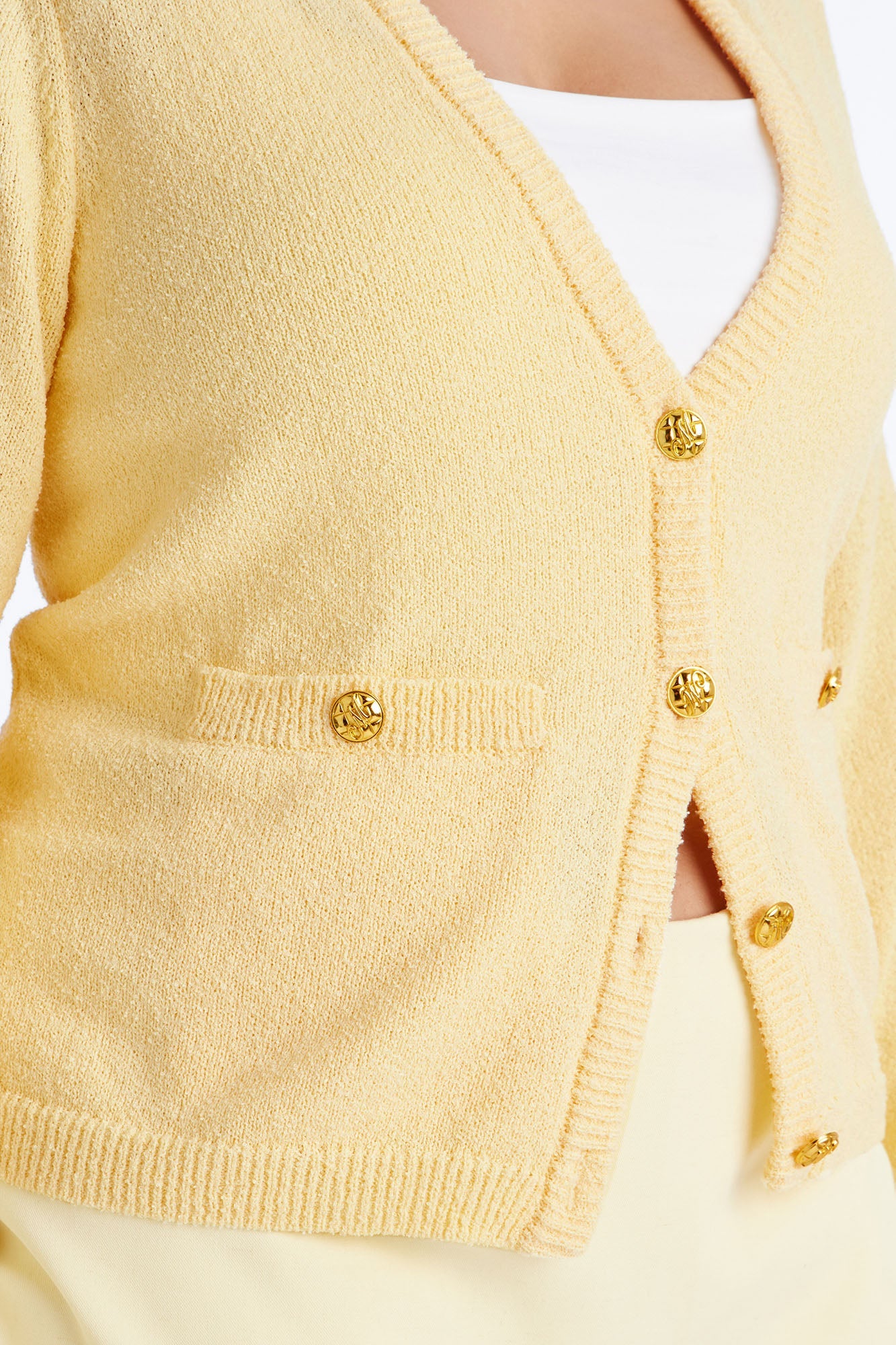 Nydia Shoulder Pads Cardigan - Butter Yellow
